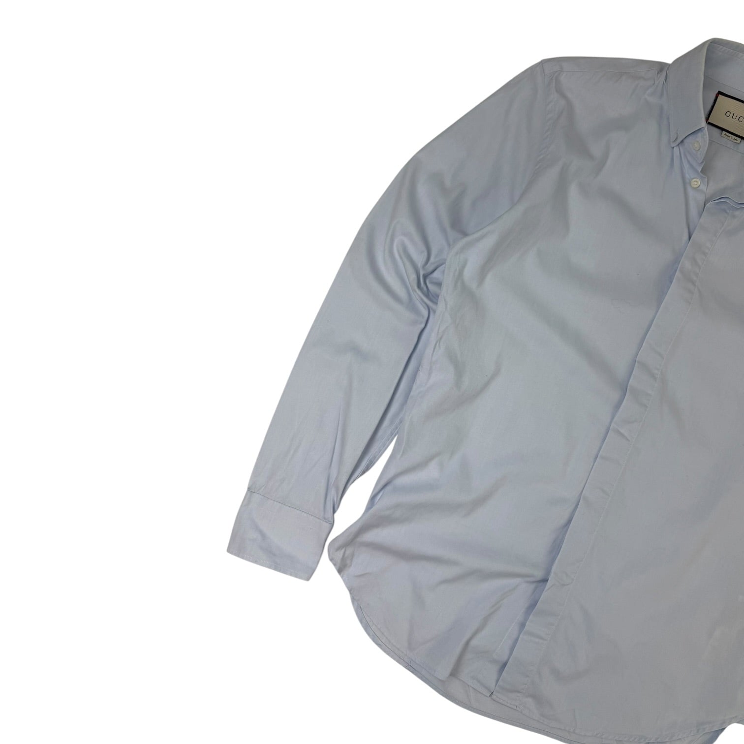 Gucci Embroidered Collars Button-Up Light Blue