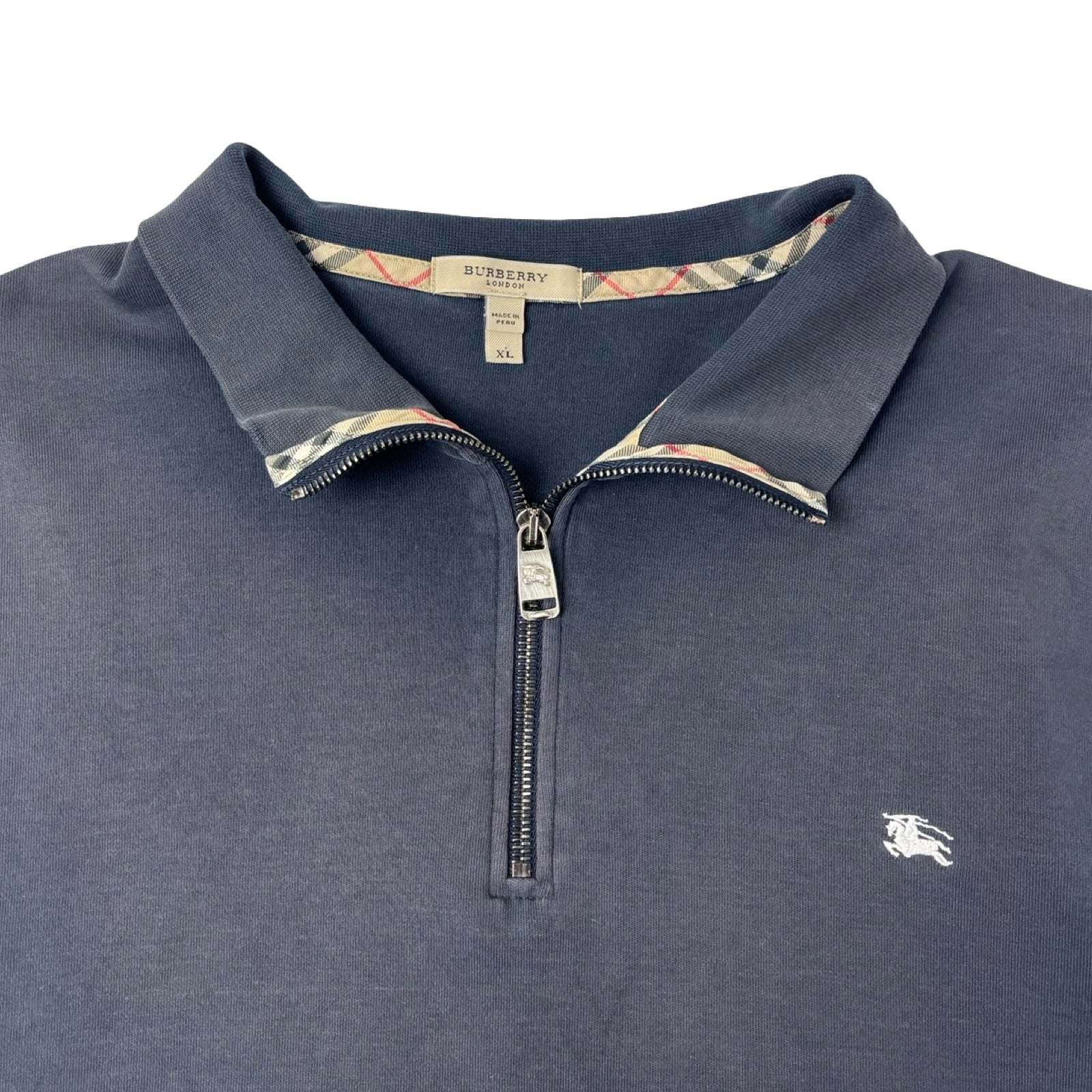 Burberry London Quarter Zip Sweater Washed Navy