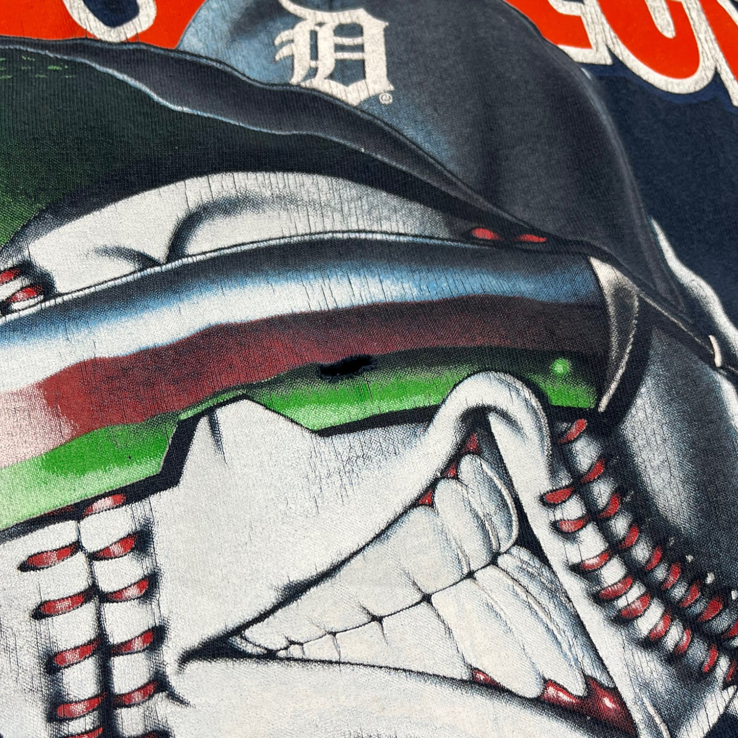 1994 Detroit Tigers Smilling Baseball Tee Navy/Grey