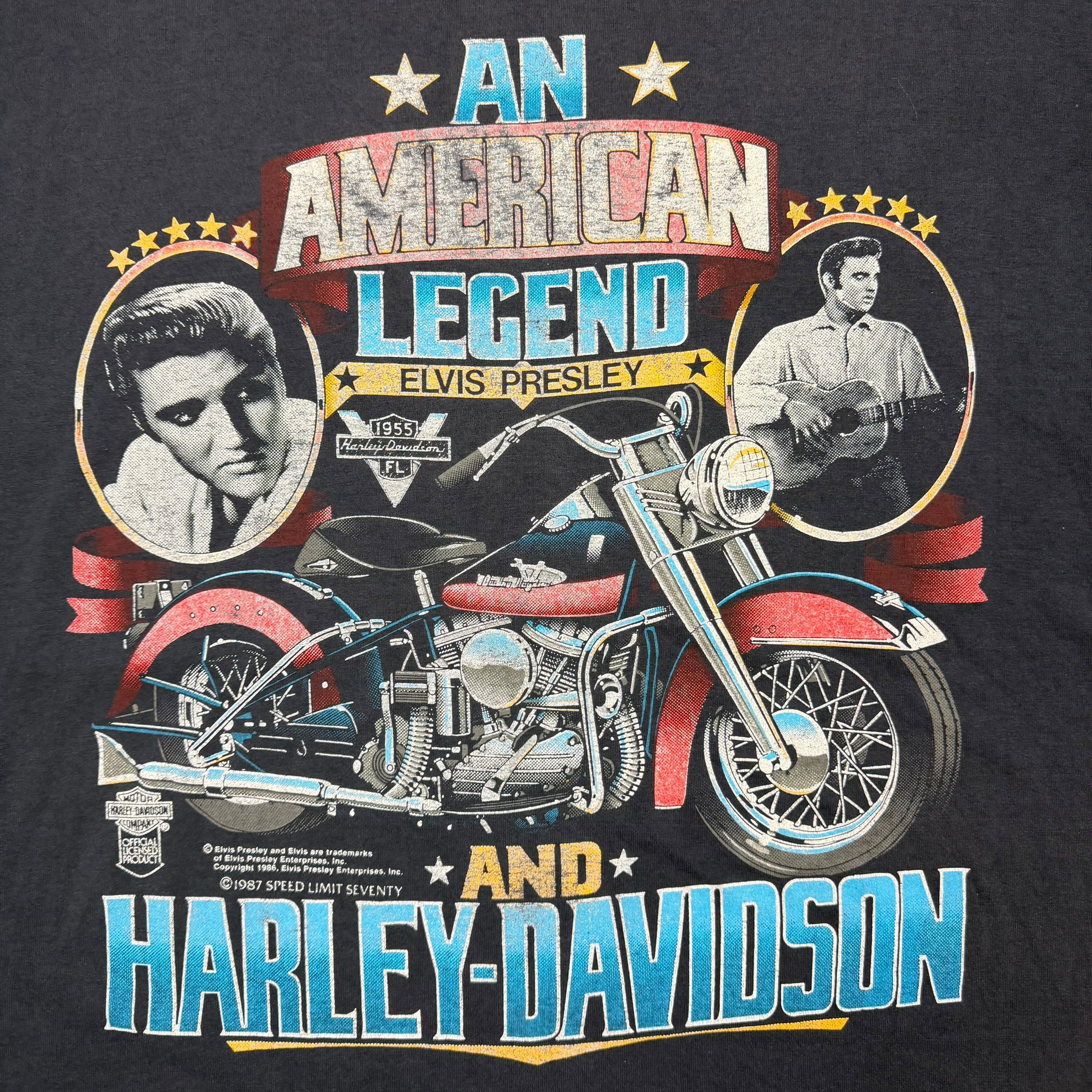 Vintage Harley Davidson Elvis Presley Tee Black