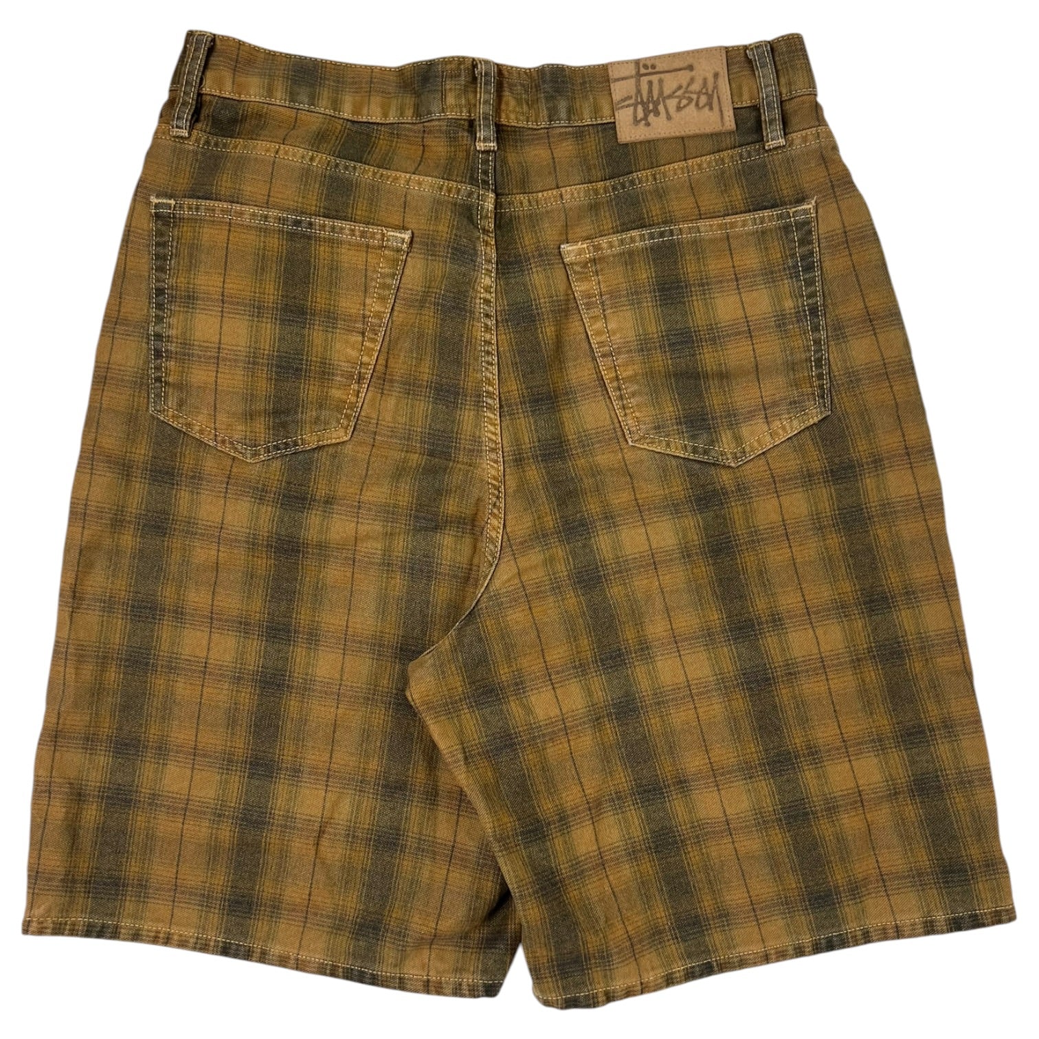Stussy Big Ol’ Canvas Plaid Shorts Brown