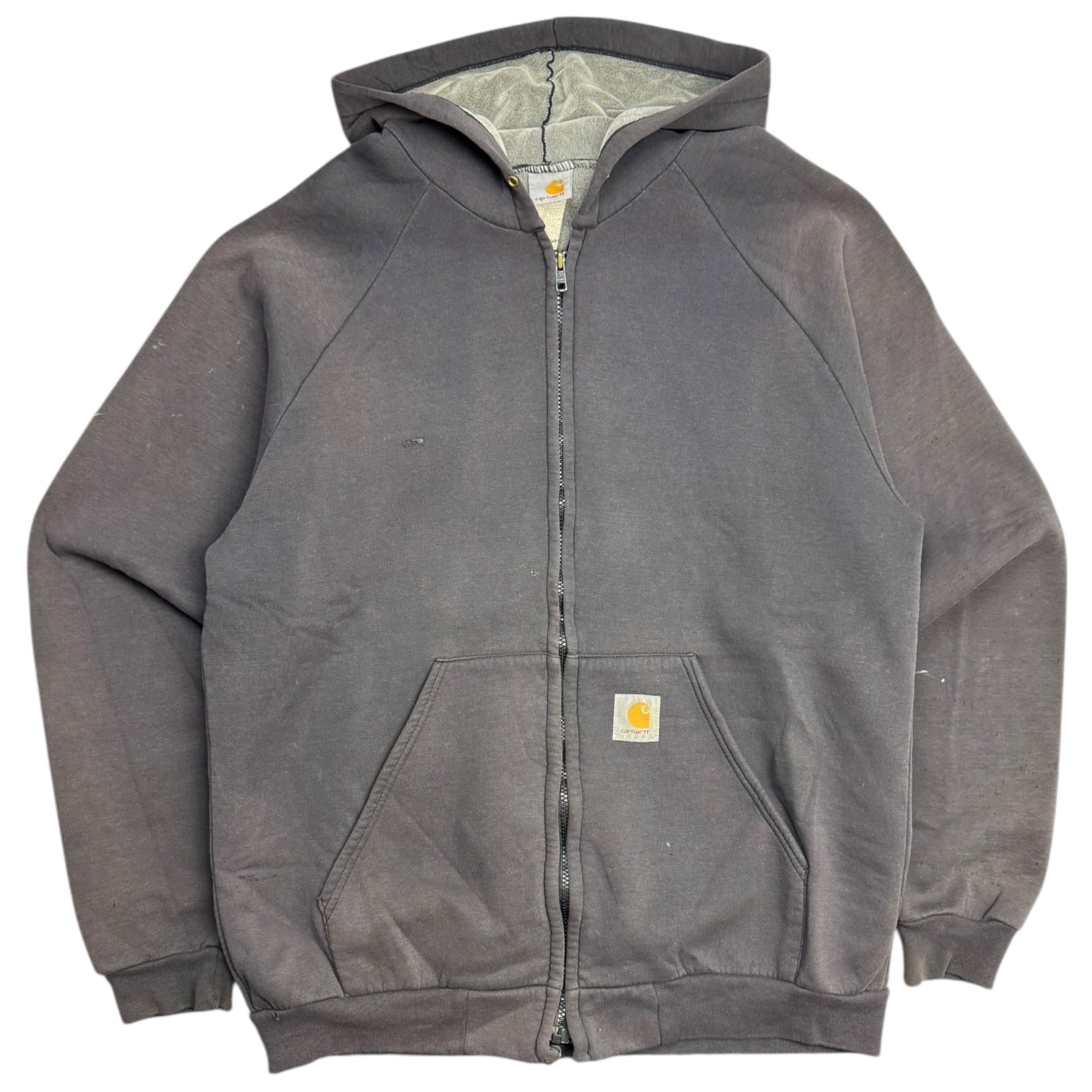 Vintage Carhartt Velour Zip Up Hoodie Grey