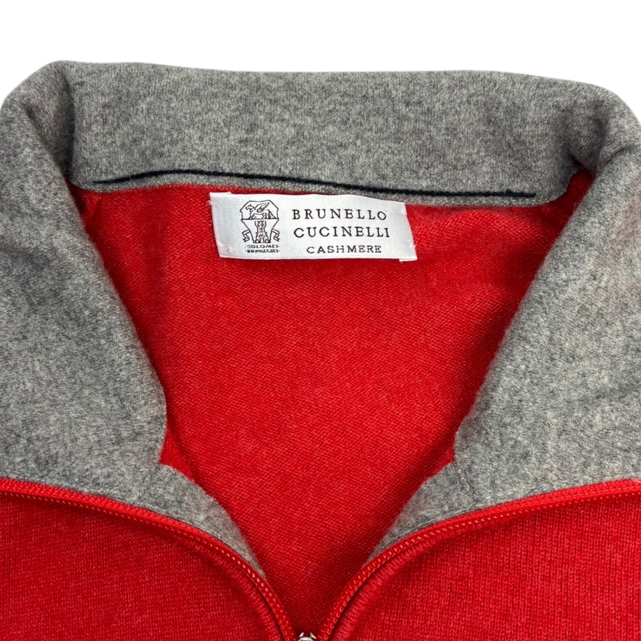 Vintage Brunello Cucinelli Cashmere Quarter Zip Red