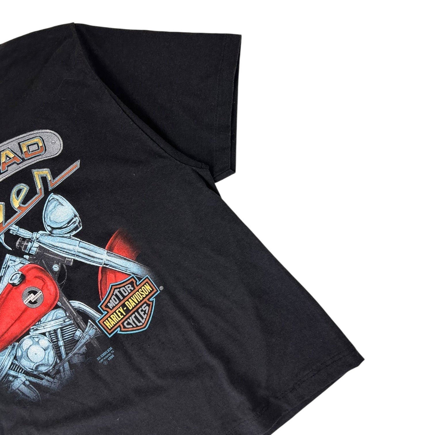 Vintage 1990 Harley Davidson “Panhead Fever” 3D Emblem T-Shirt Black