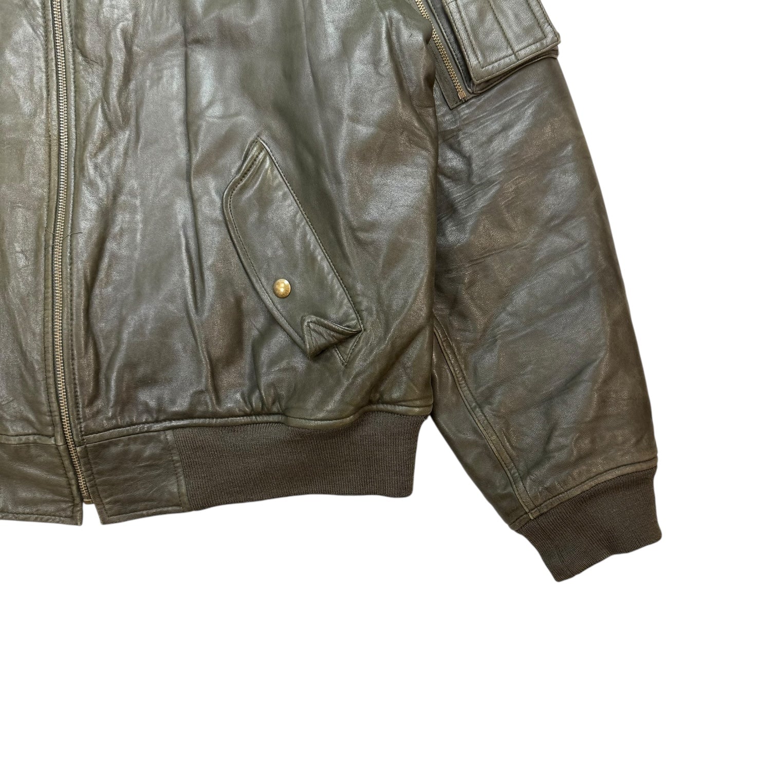 Vintage Ralph Lauren Polo Leather Bomber Jacket Green