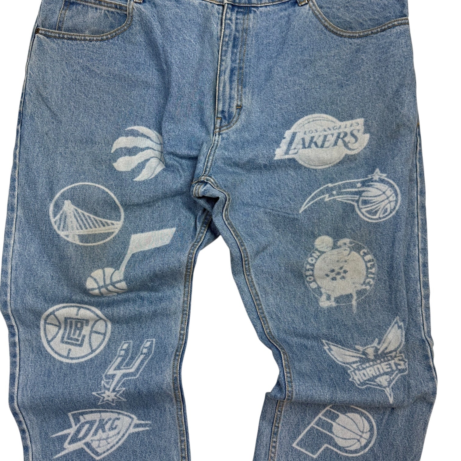 Octobers Very Own NBA Logo Denim Pants Light Wash