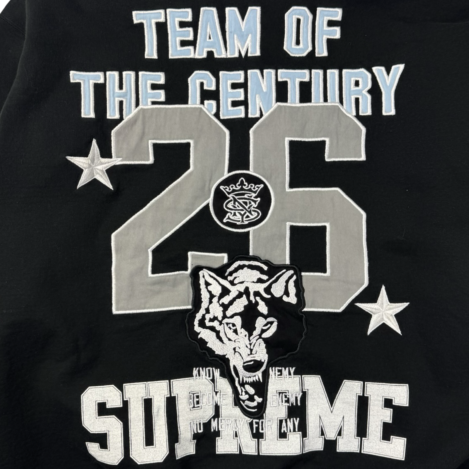 Supreme Warriors Appliqué Zip Up Hooded Sweatshirt Black