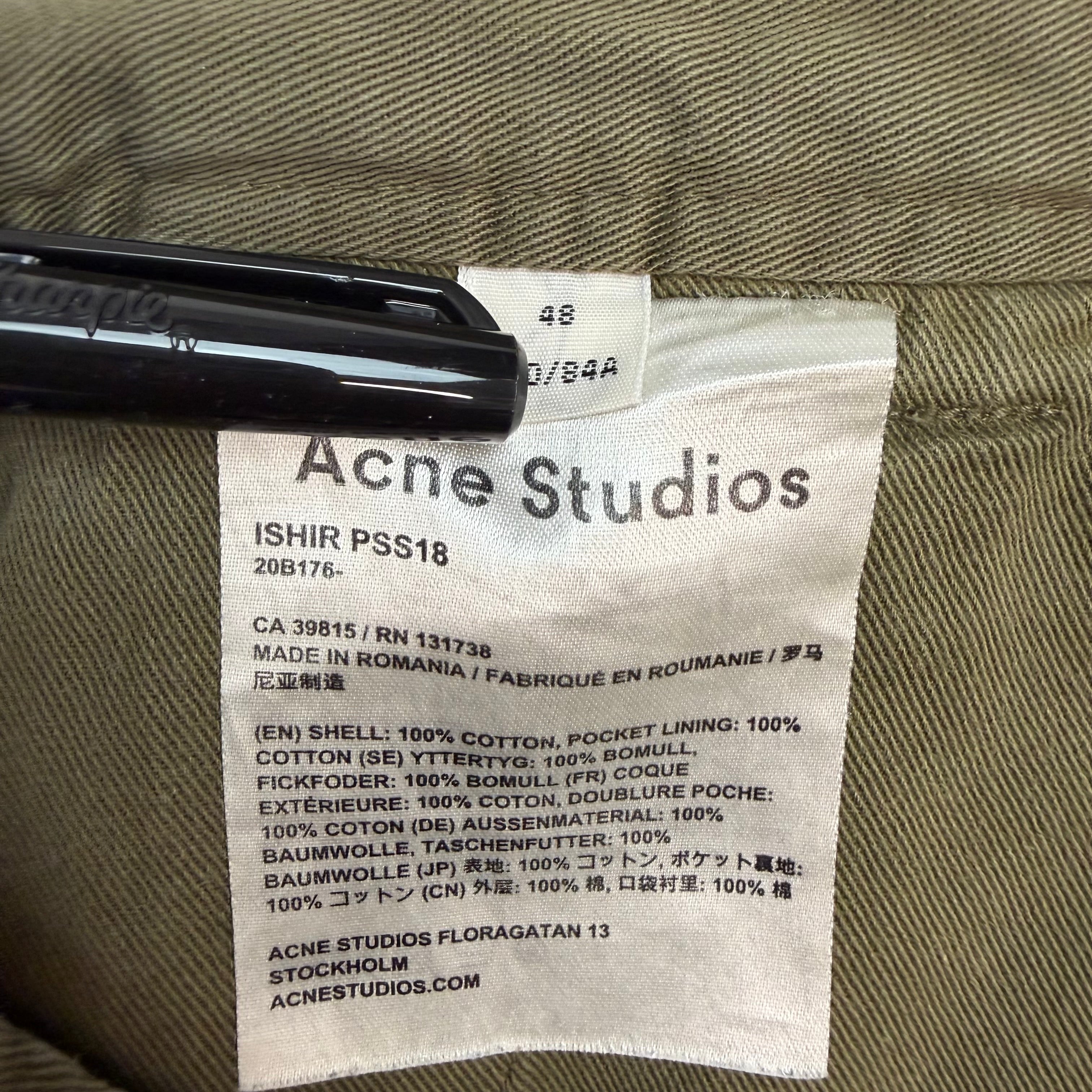 Acne Studios Regular Fit Chino Pants Olive Green