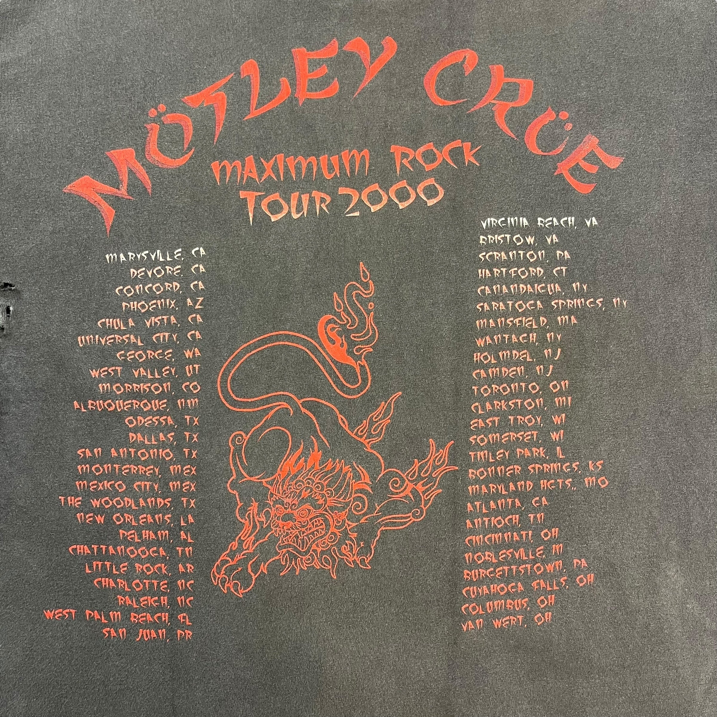 2000 Motley Crüe Maximum Rock Tour Tee Black