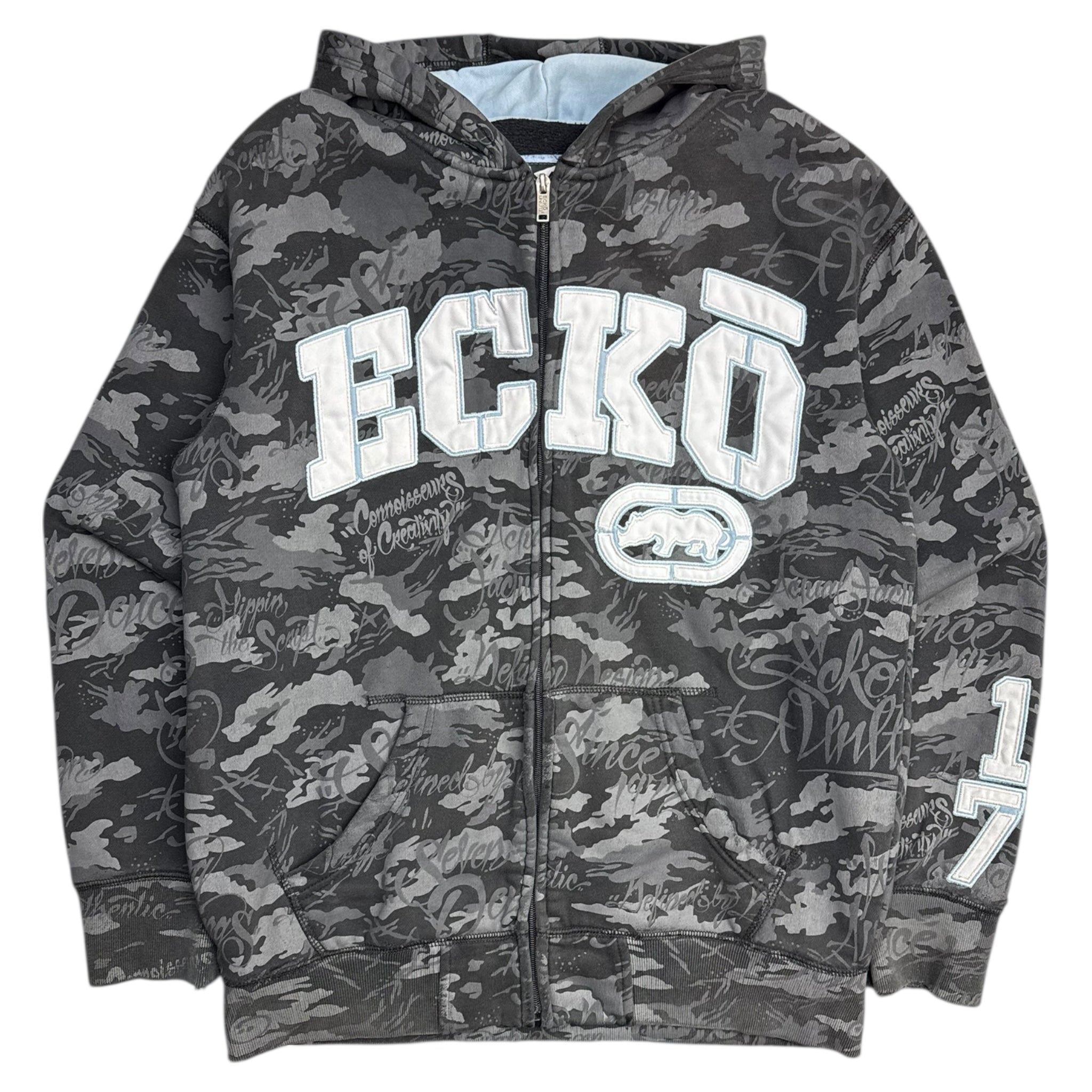 Vintage Y2K Ecko Unltd. Camo Graffiti Zip Up Hoodie