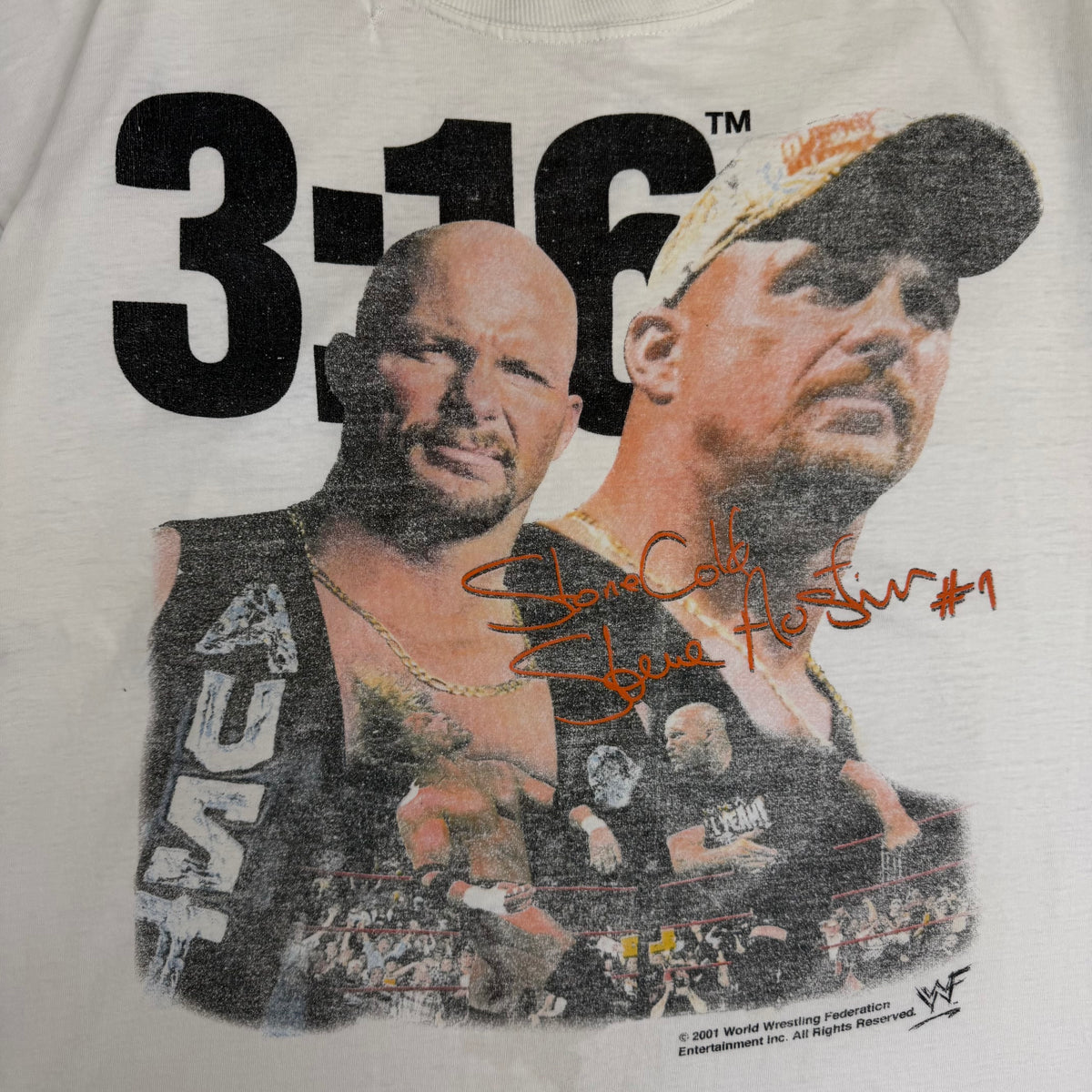 2001 WWF "Stone Cold" Steve Austin 3:16 Tee White
