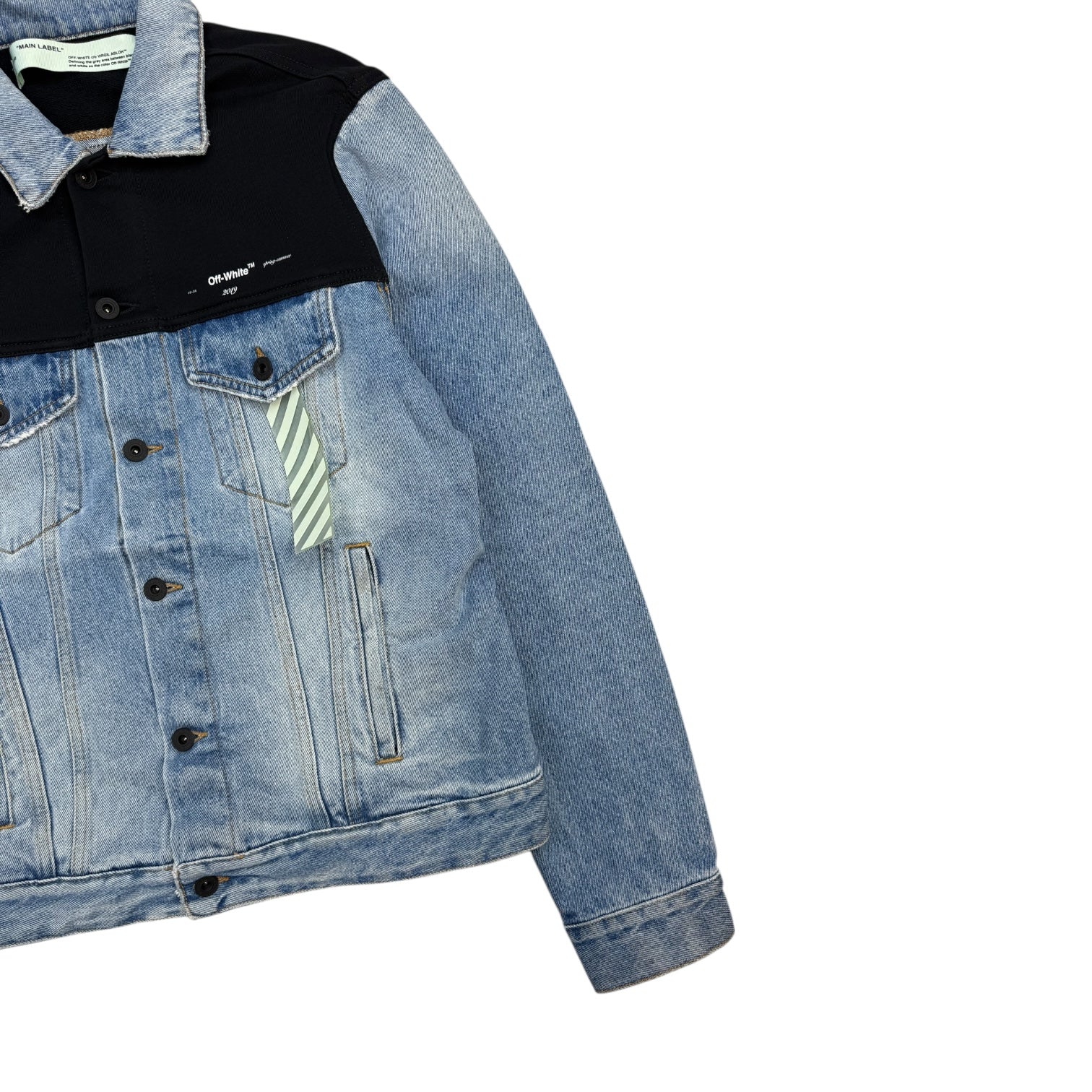 Off-White Contrasting Panel Light Denim/Black