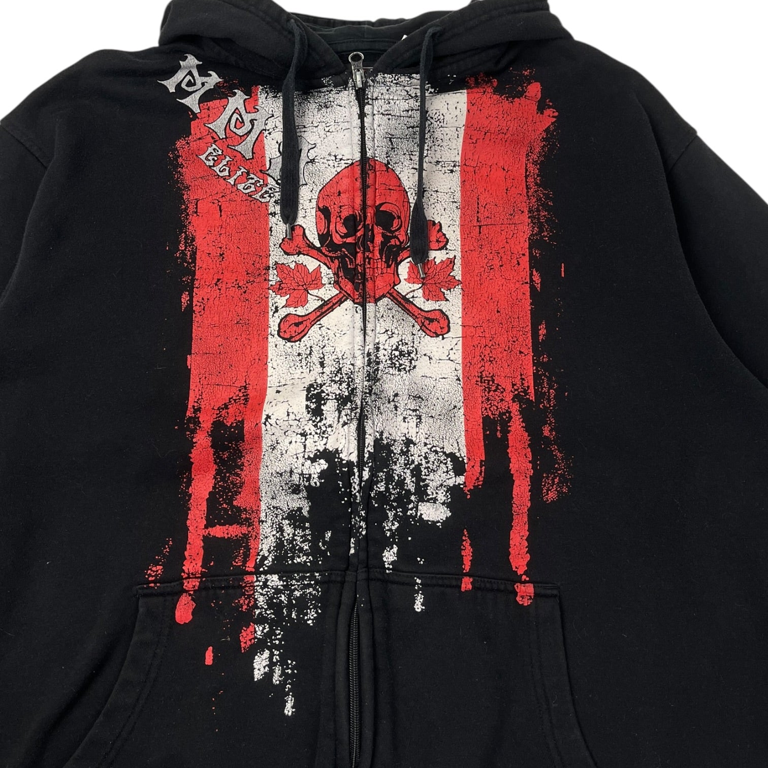 Y2K MMA Elite Canada Crossbones Zip Up Hoodie Black