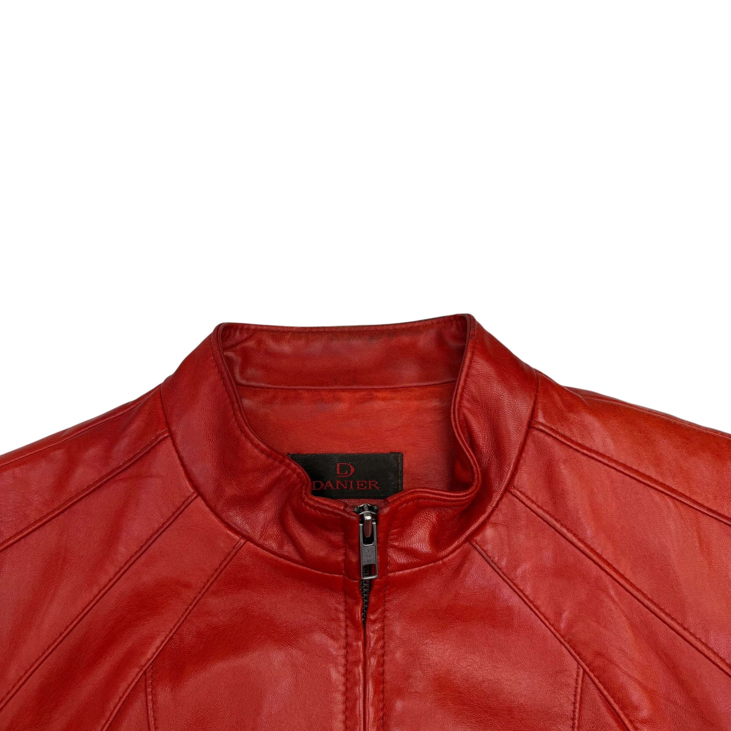 (W) Vintage Danier Leather Racing Jacket Red