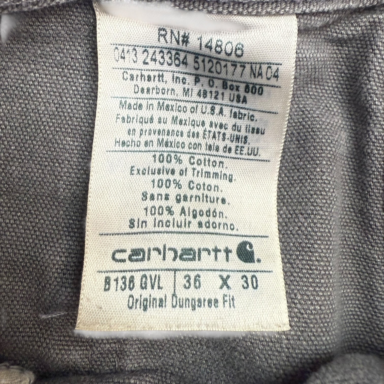 Vintage Carhartt Double Knee Pants Grey