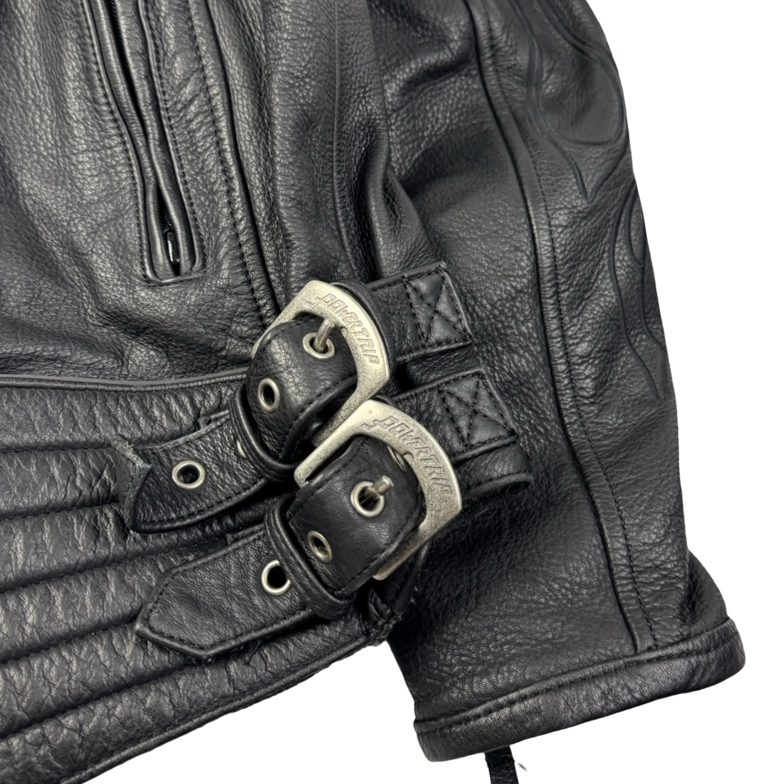Vintage OCC Flame-Sleeve Leather Biker Jacket