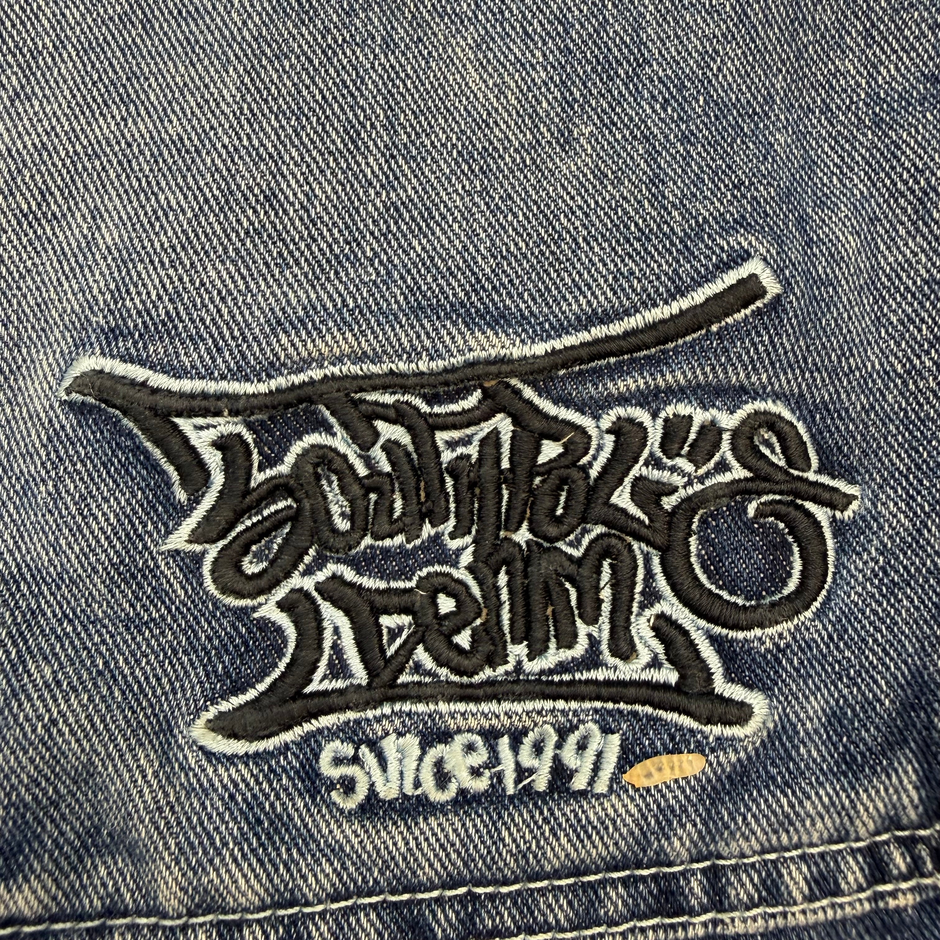 Vintage Southpole Graffiti Embroidered Denim Shorts Blue
