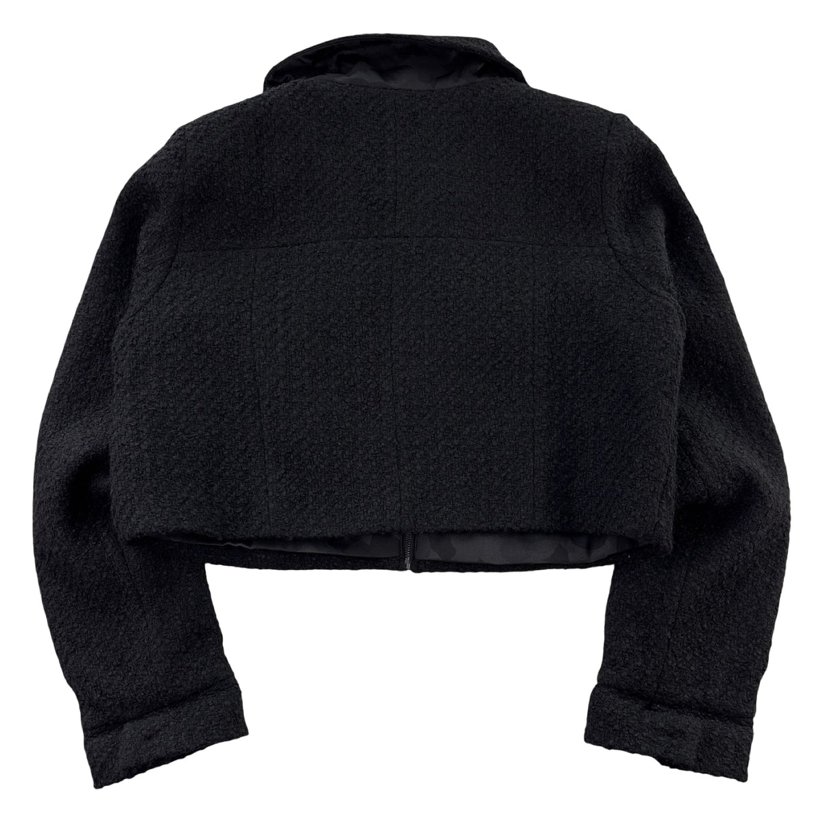 (W) Chanel Uniform Cropped Bouclé Tweed Jacket Black