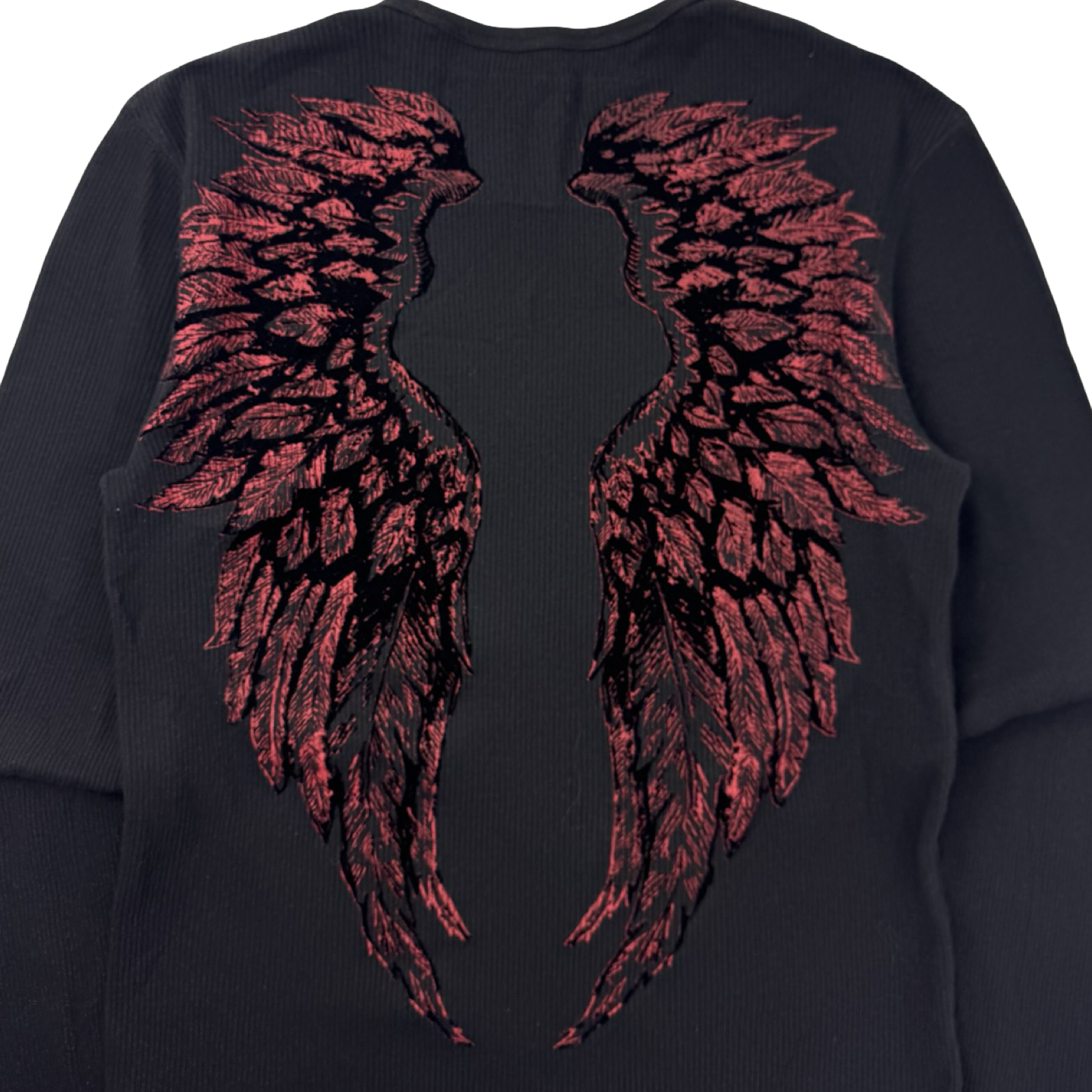 Y2K Guess Gothic Angel Wings Thermal Knit Longsleeve