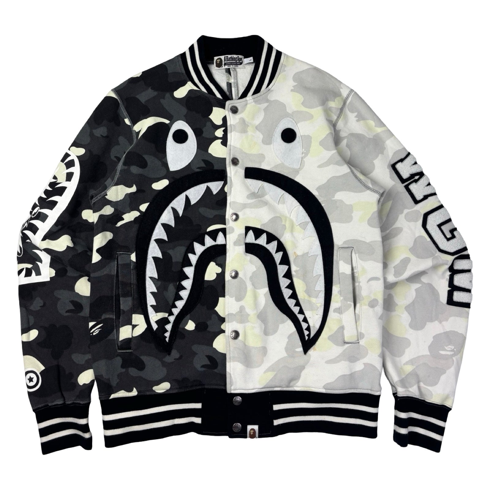 A Bathing Ape City Camo Shark Sweat Varsity Jacket