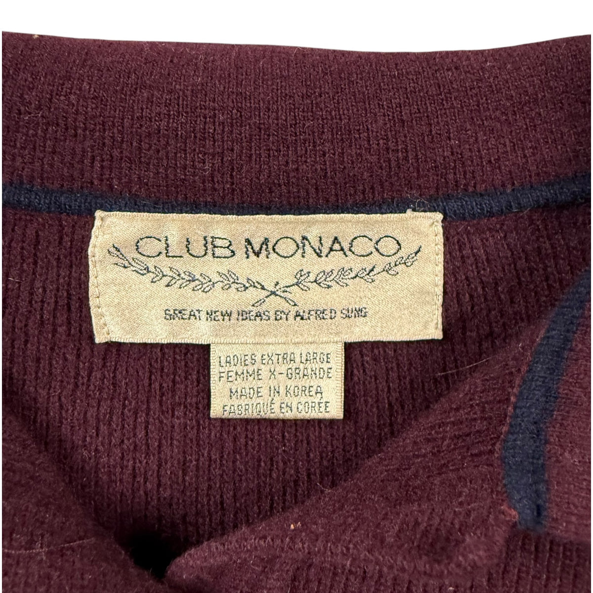 (W) Vintage Club Monaco L/S Button Up Polo Burgundy