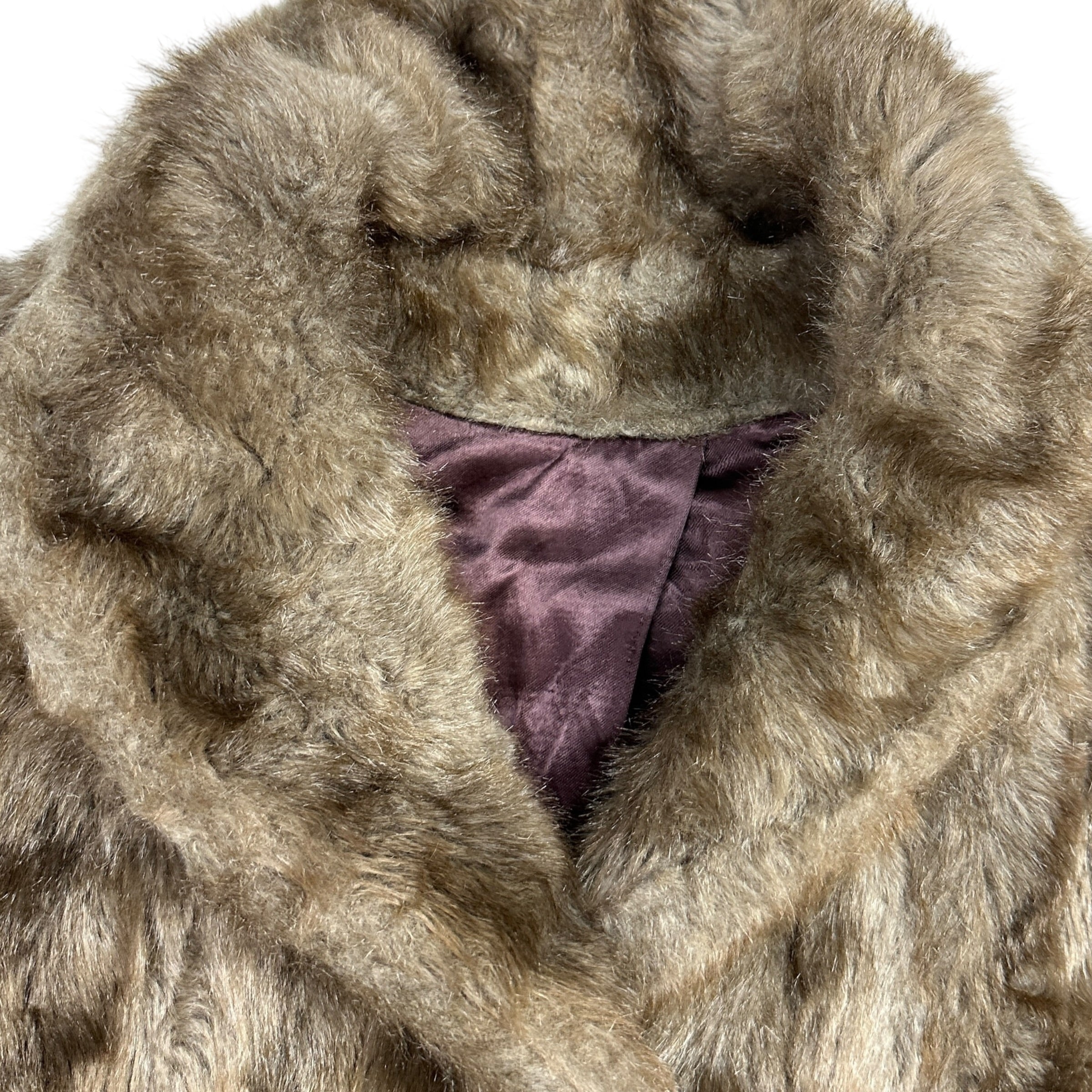 (W) Tradition Sears Faux Fur Teddy Coat Light Brown