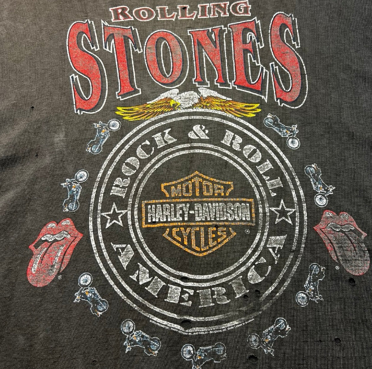 Vintage 1994 Rolling Stones x Harley Davidson “Rock & Roll America” Tee Black