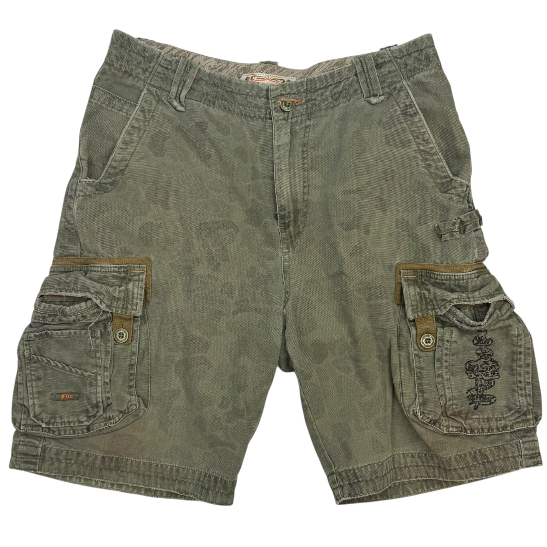 Vintage Fox Racing Deluxe Cargo Shorts Green Camo
