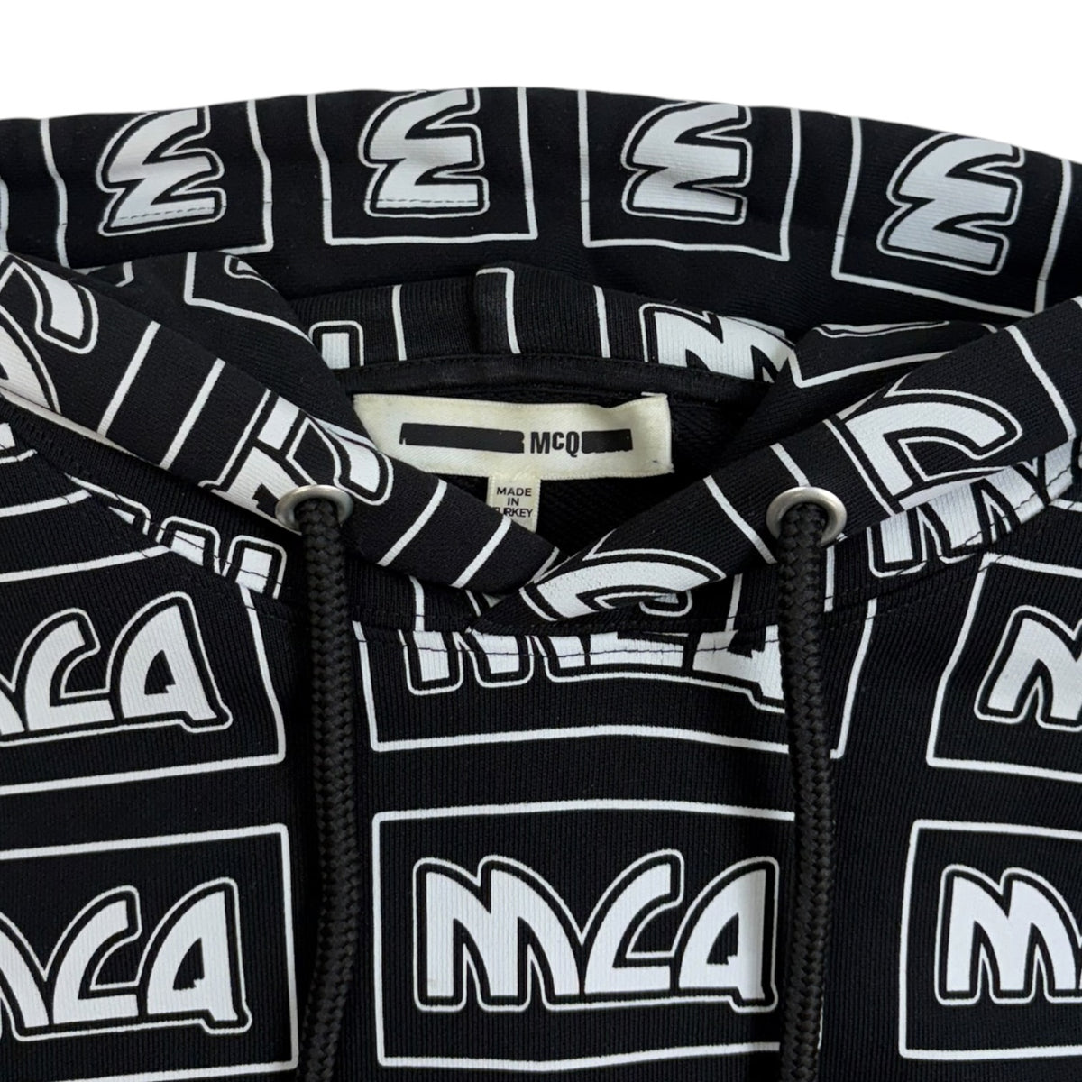 McQ Swallow Printed Hooded Sweatshirt Black/White