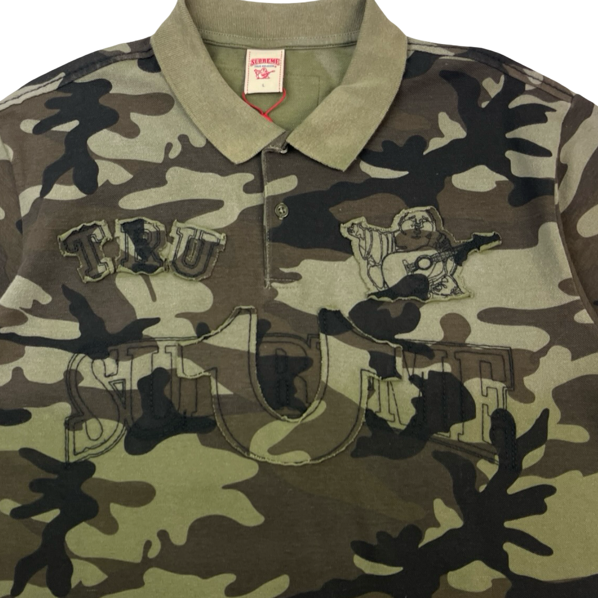 Supreme True Religion Applique Polo Olive Camo
