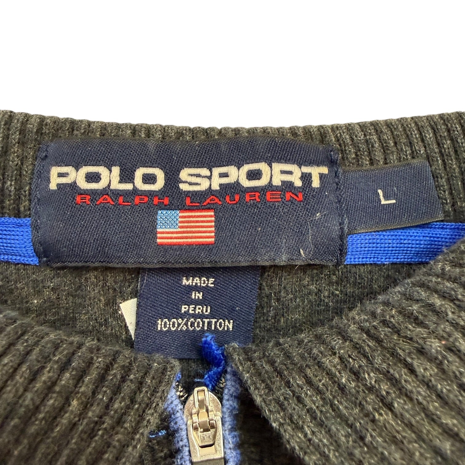 Vintage Polo Sport Ralph Lauren L/S Zip Polo Grey