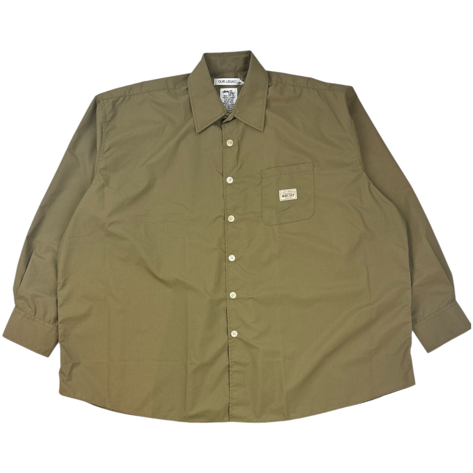 Stussy x Our Legacy Nylon Ripstop Borrowed Long Sleeve Shirt Olive
