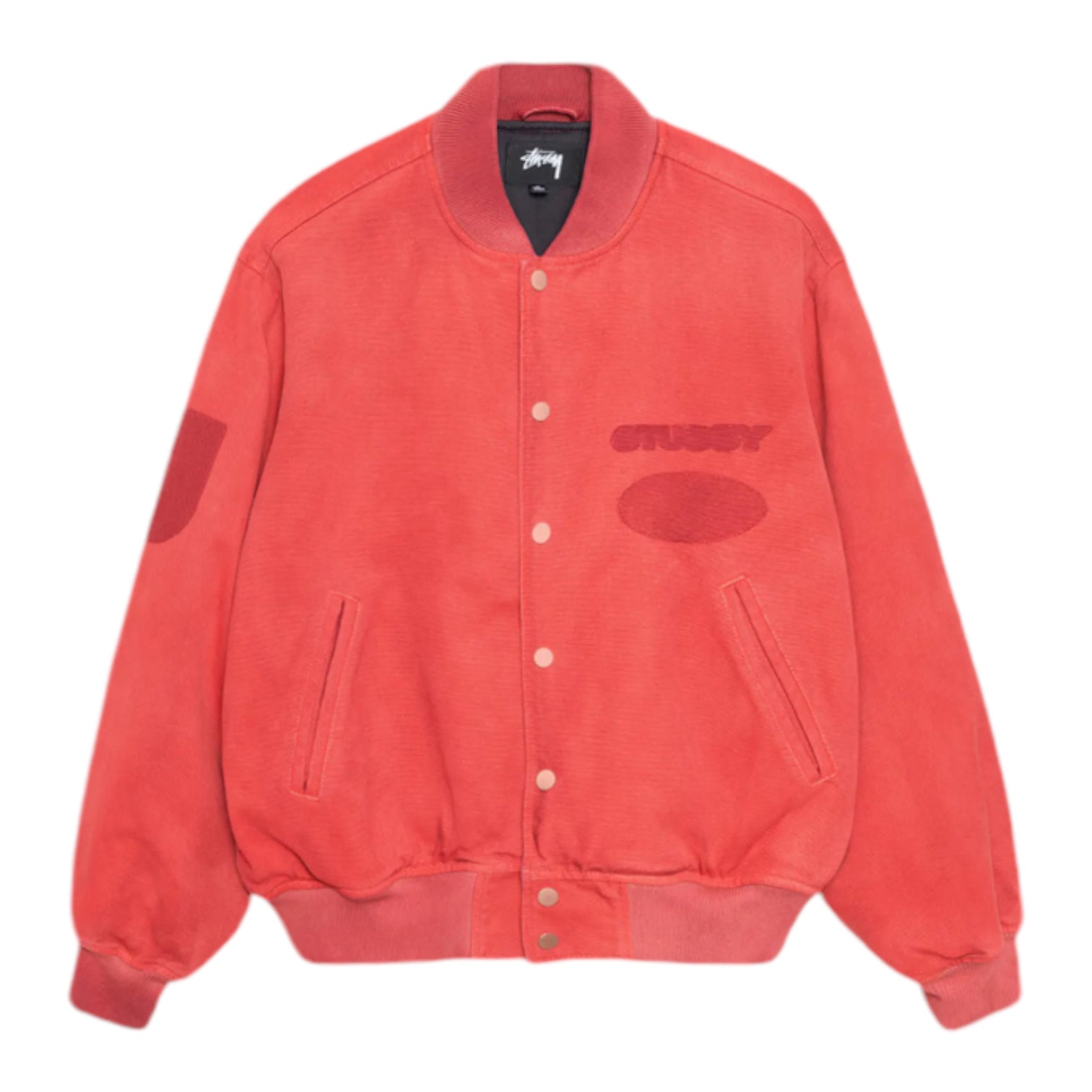 Stüssy Ghost Logo Canvas Varsity Jacket Red