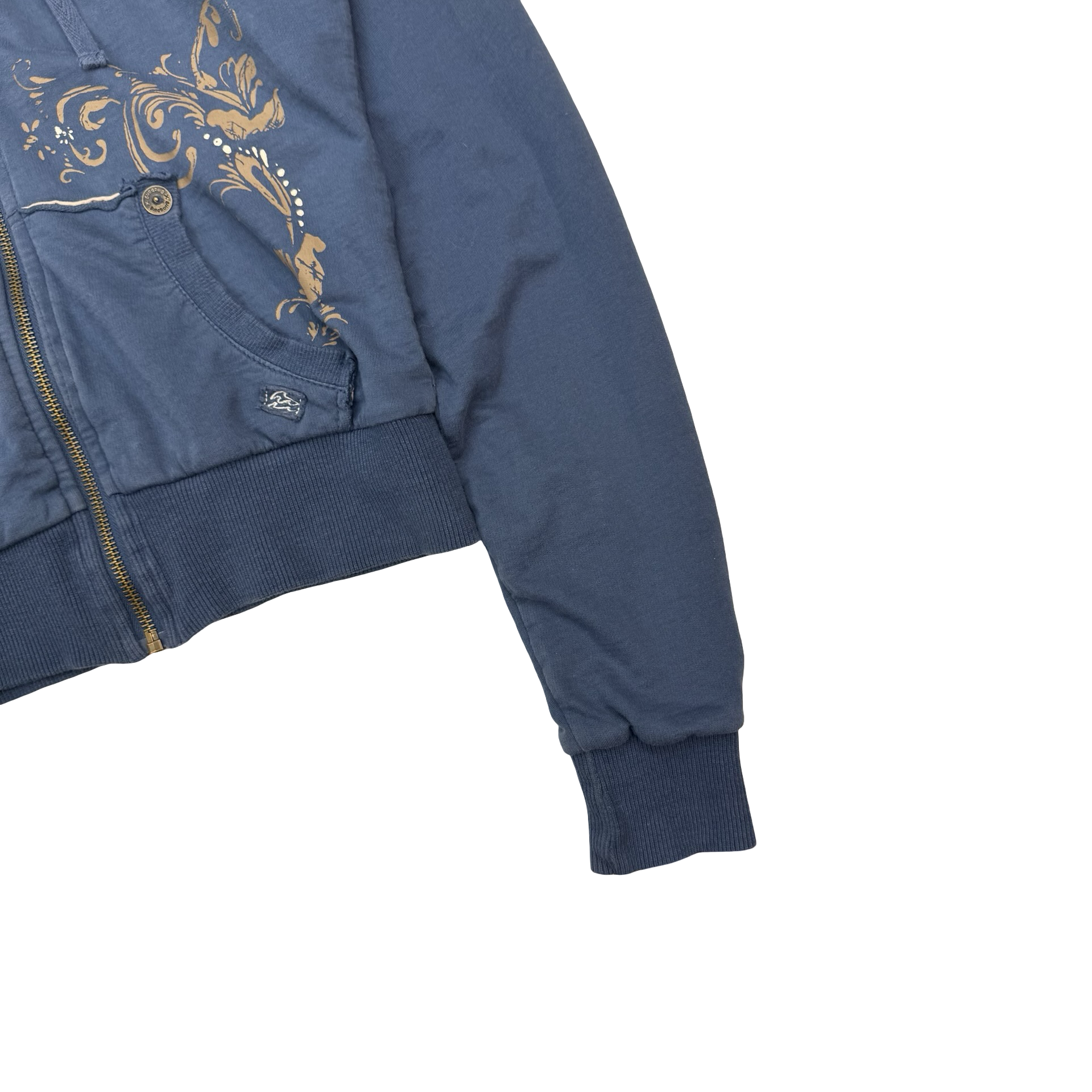 (W) Vintage Y2K Billabong Pattern Lined Zip Up Sweater Blue