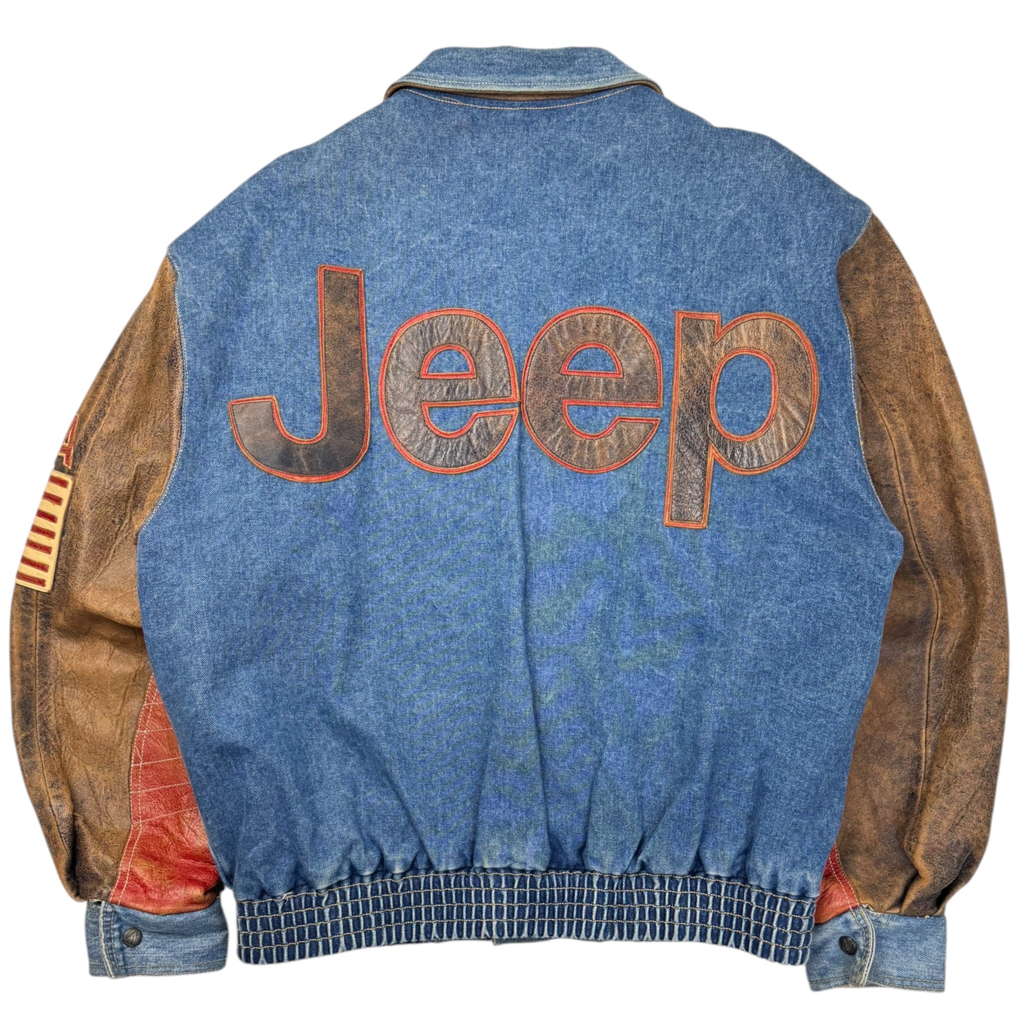 Vintage Jeff Hamilton Jeep USA Leather Sleeve Jacket