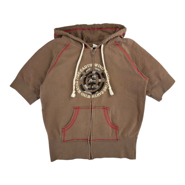 (W) Vintage Y2K Element Short Sleeve Hoodie Brown