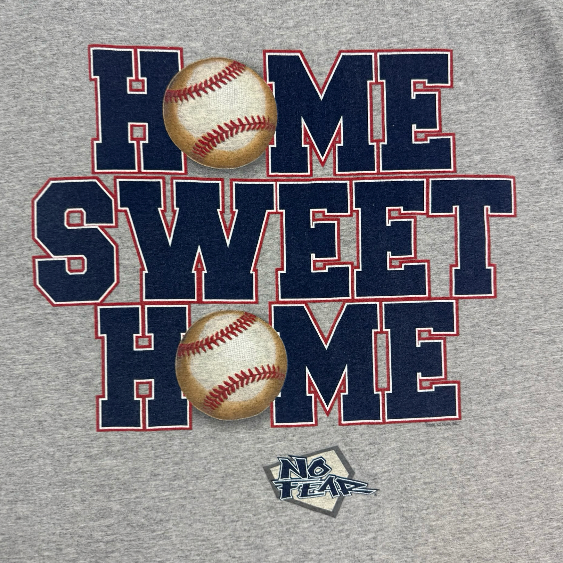 Vintage No Fear ‘Home Sweet Home’ Baseball Tee Grey