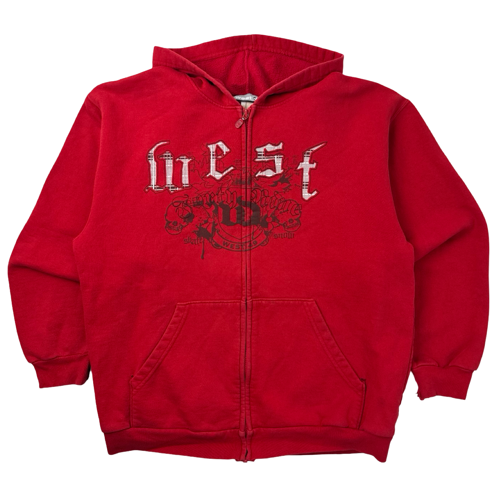 Vintage Y2K West49 Skate Zip Up Hoodie Red