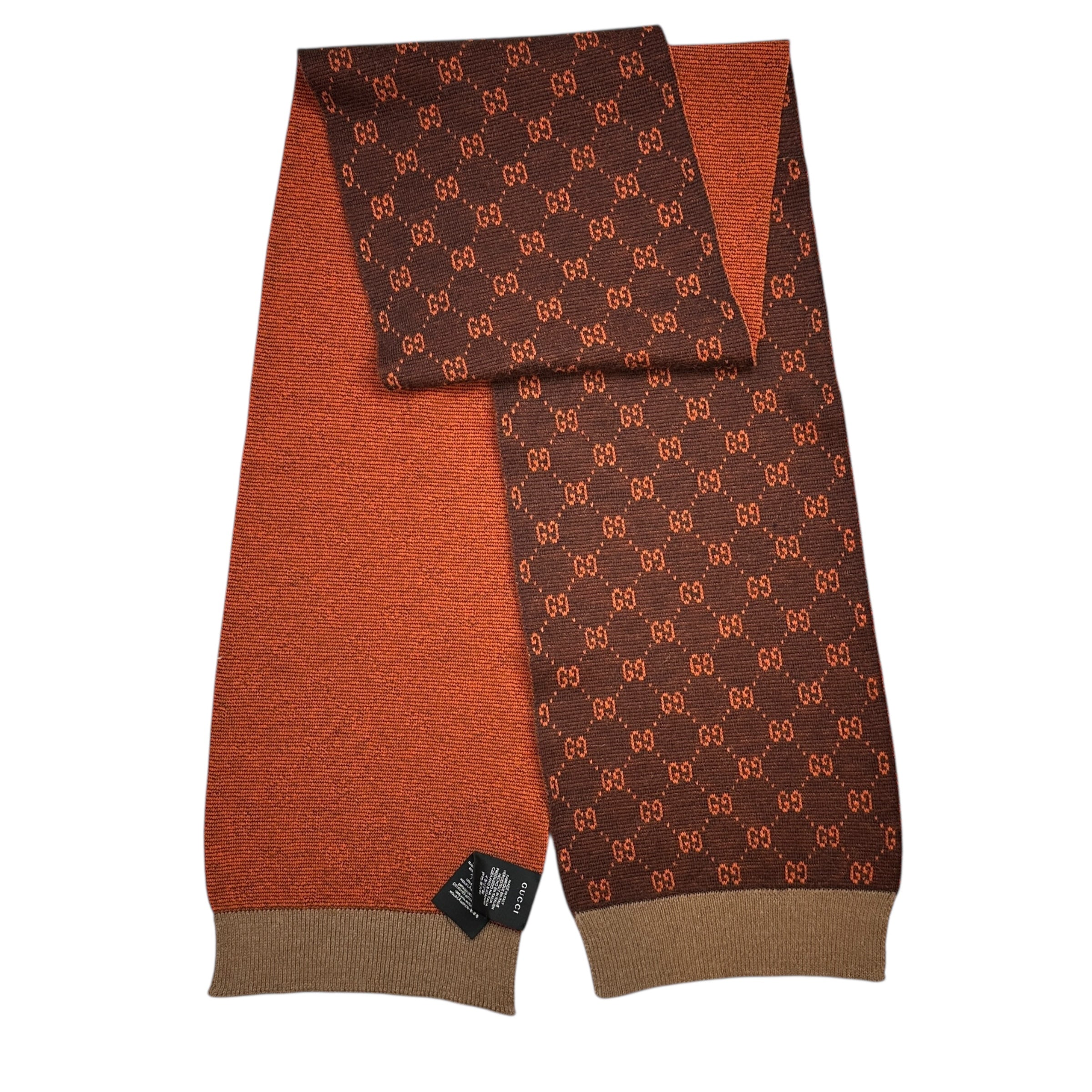 Gucci Wool Alpaca Big GG Monogram Scarf Rust