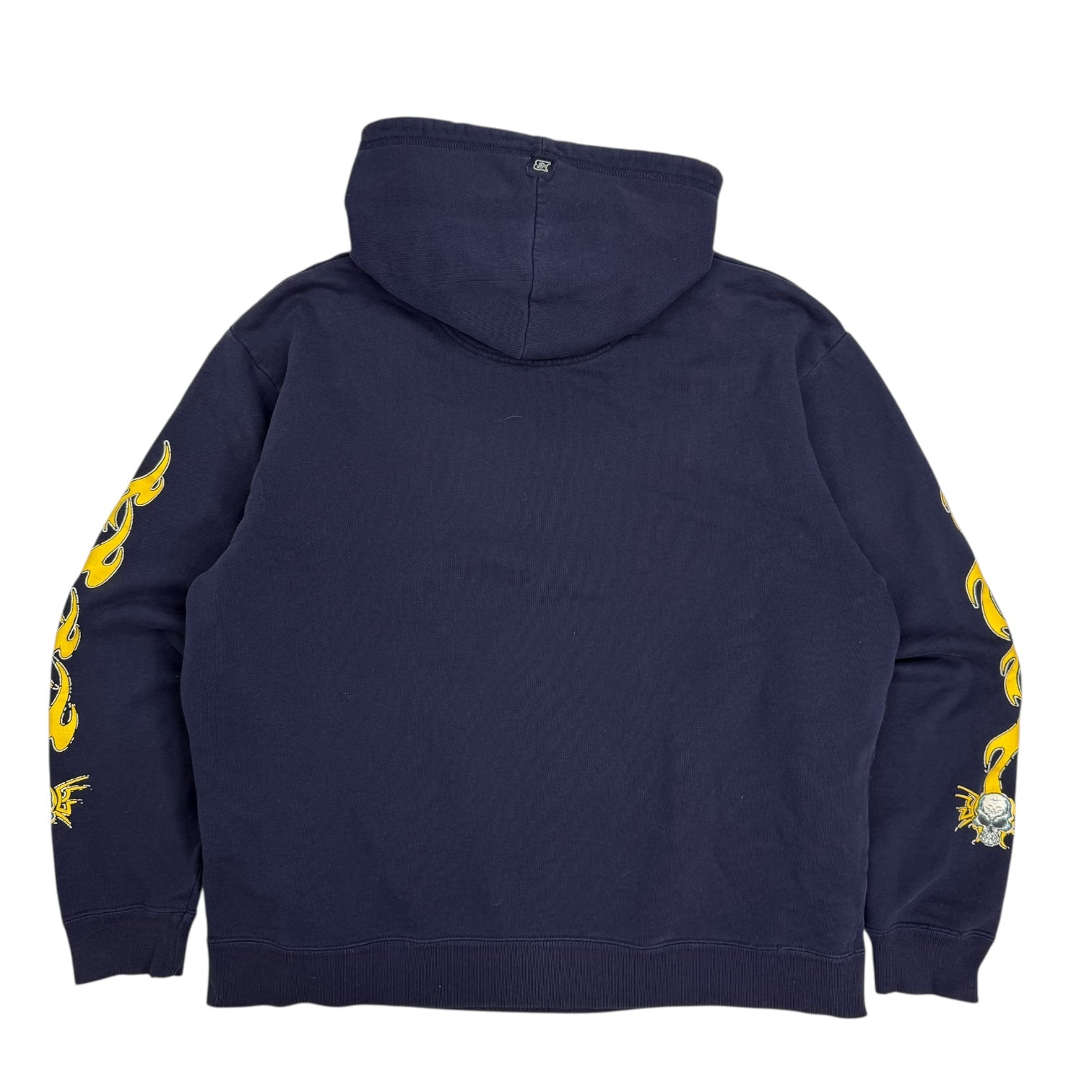 Vintage Brody Skull On Fire Hoodie Navy Blue