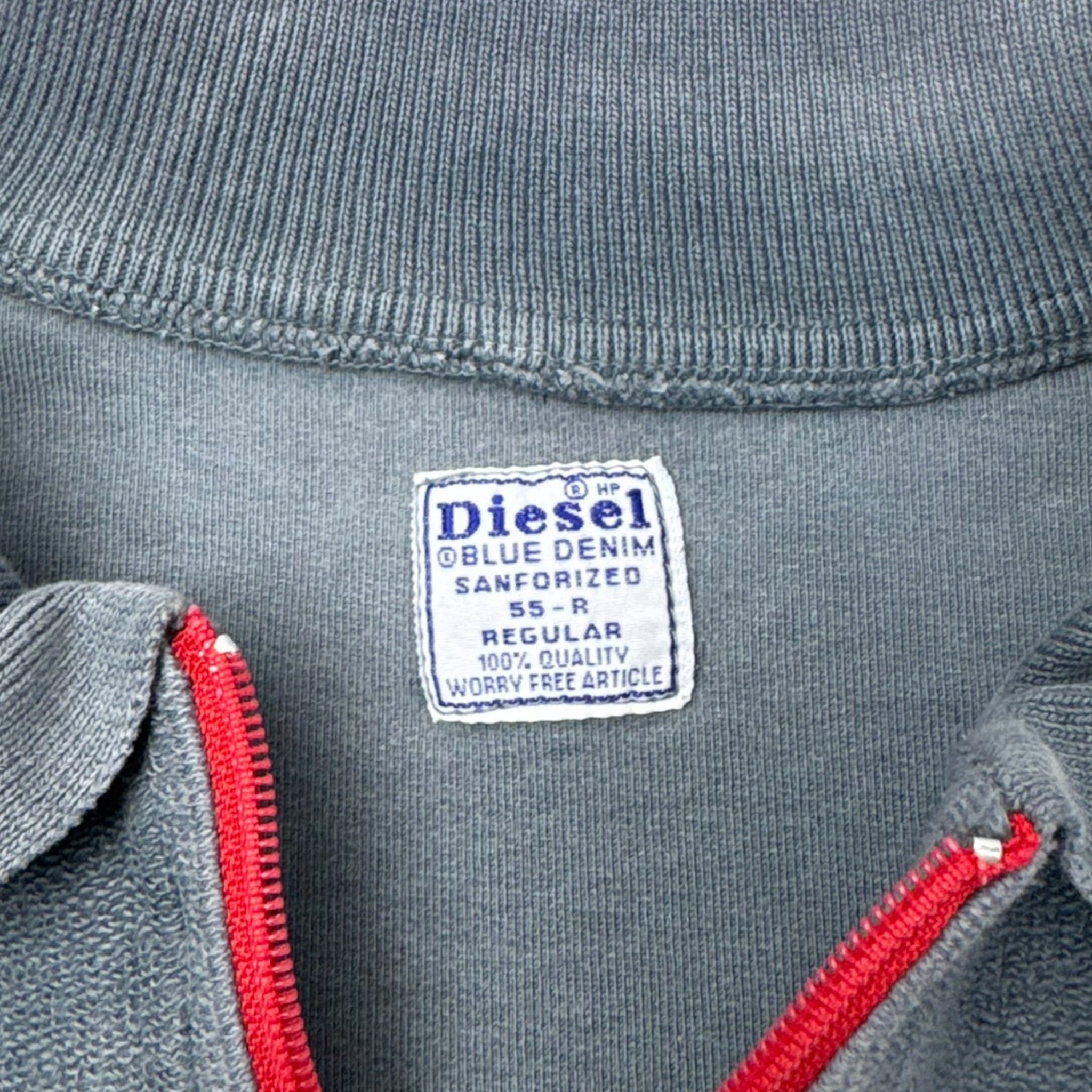 Vintage Y2K Diesel Big D7 1/4 Zip Washed Slate Grey