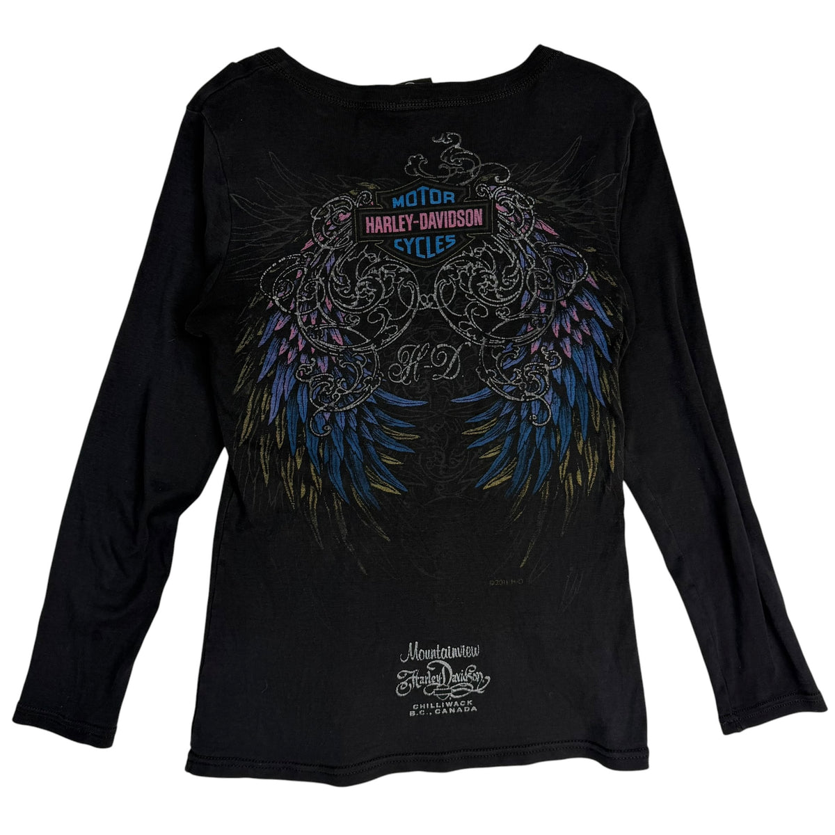 (W) Vintage Harley Davidson Wing Longsleeve Black