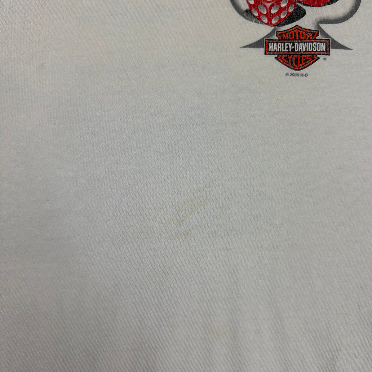 2005 Harley Davidson Las Vegas Flame Dice Playing Cards Longsleeve White