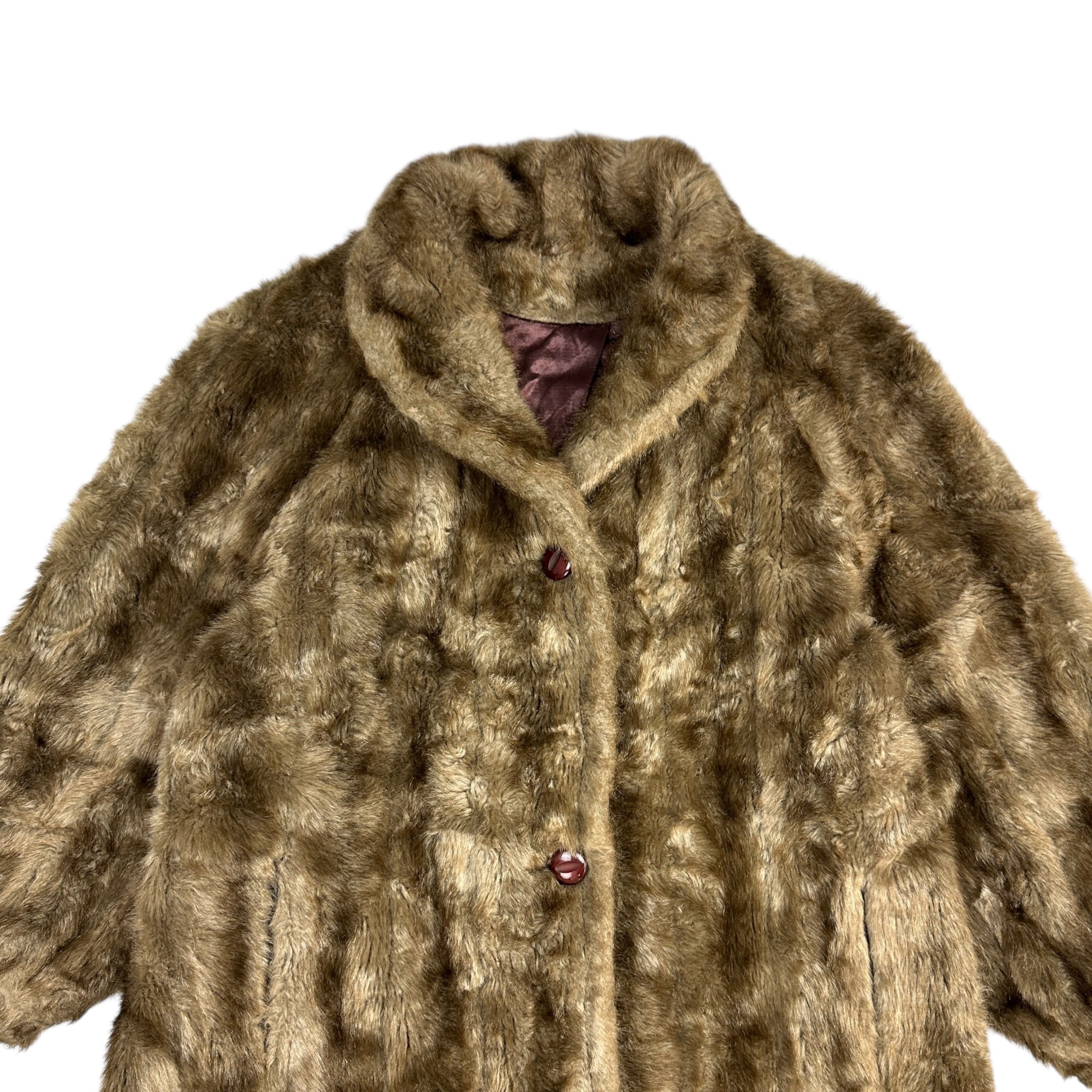 (W) Tradition Sears Faux Fur Teddy Coat Light Brown