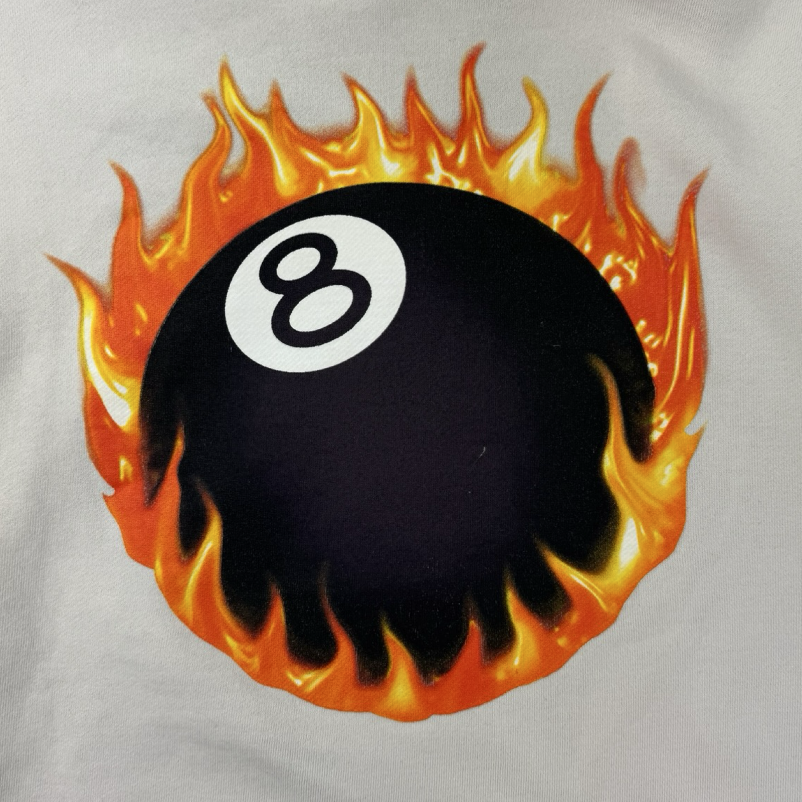 Stussy Flaming 8-Ball Hoodie Cream