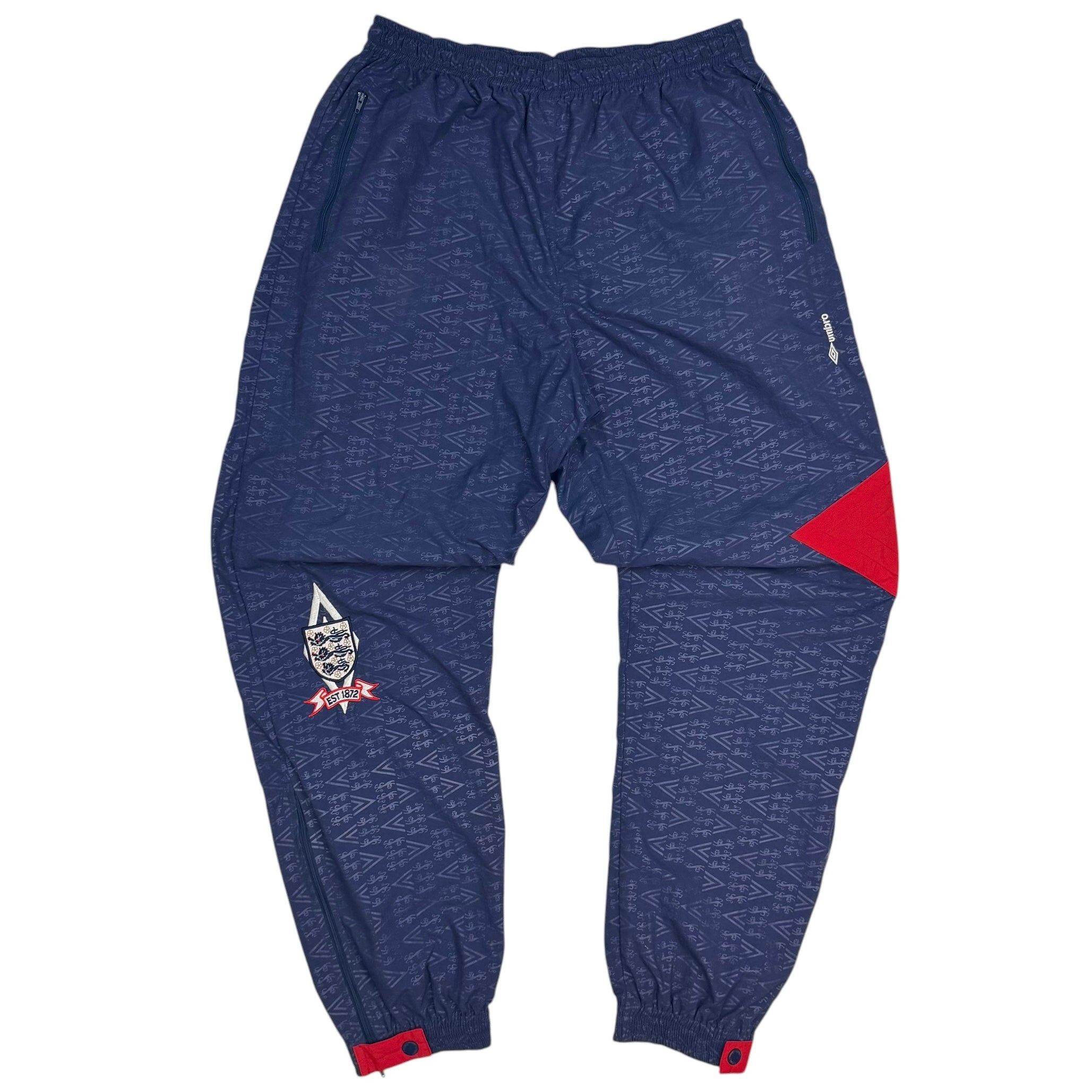 1990-92 Umbro England All Over Print Training Pants Navy