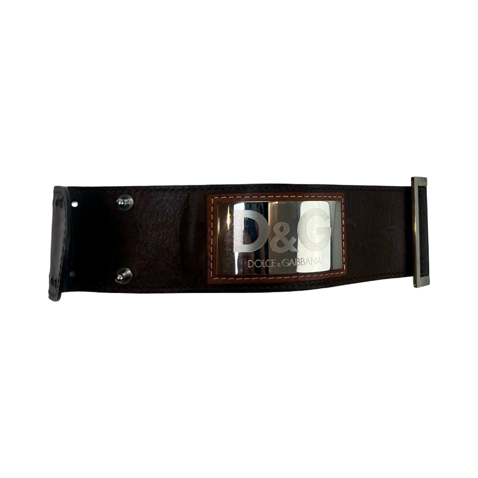 Vintage Dolce & Gabbana Brown Leather Cuff Bracelet