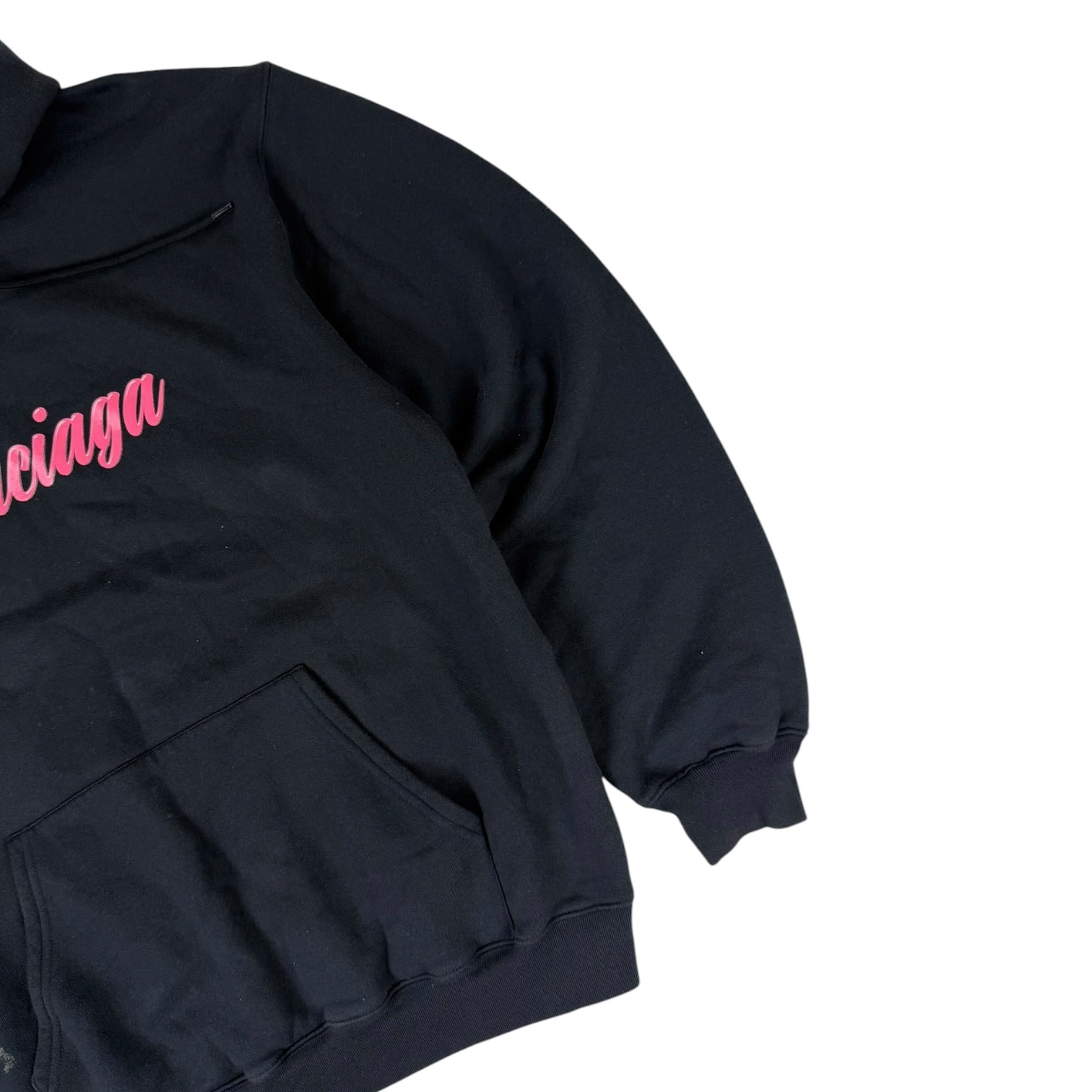 Balenciaga Cursive Logo Hoodie Black