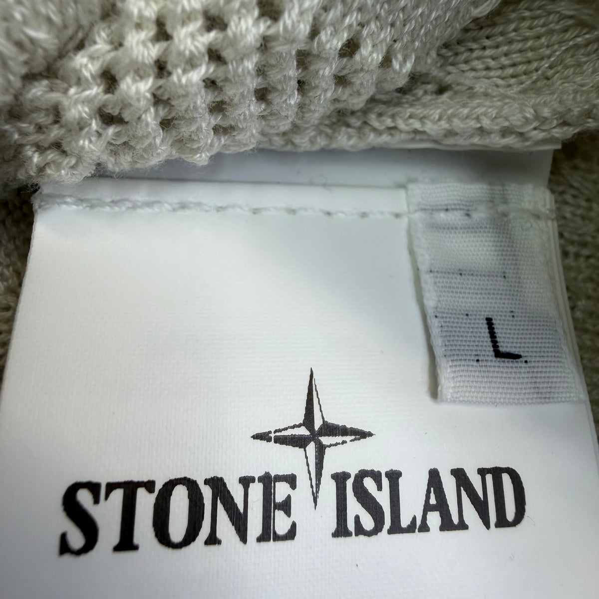 Stone Island Shadow Project Japanese Aran Knit Cardigan Cream