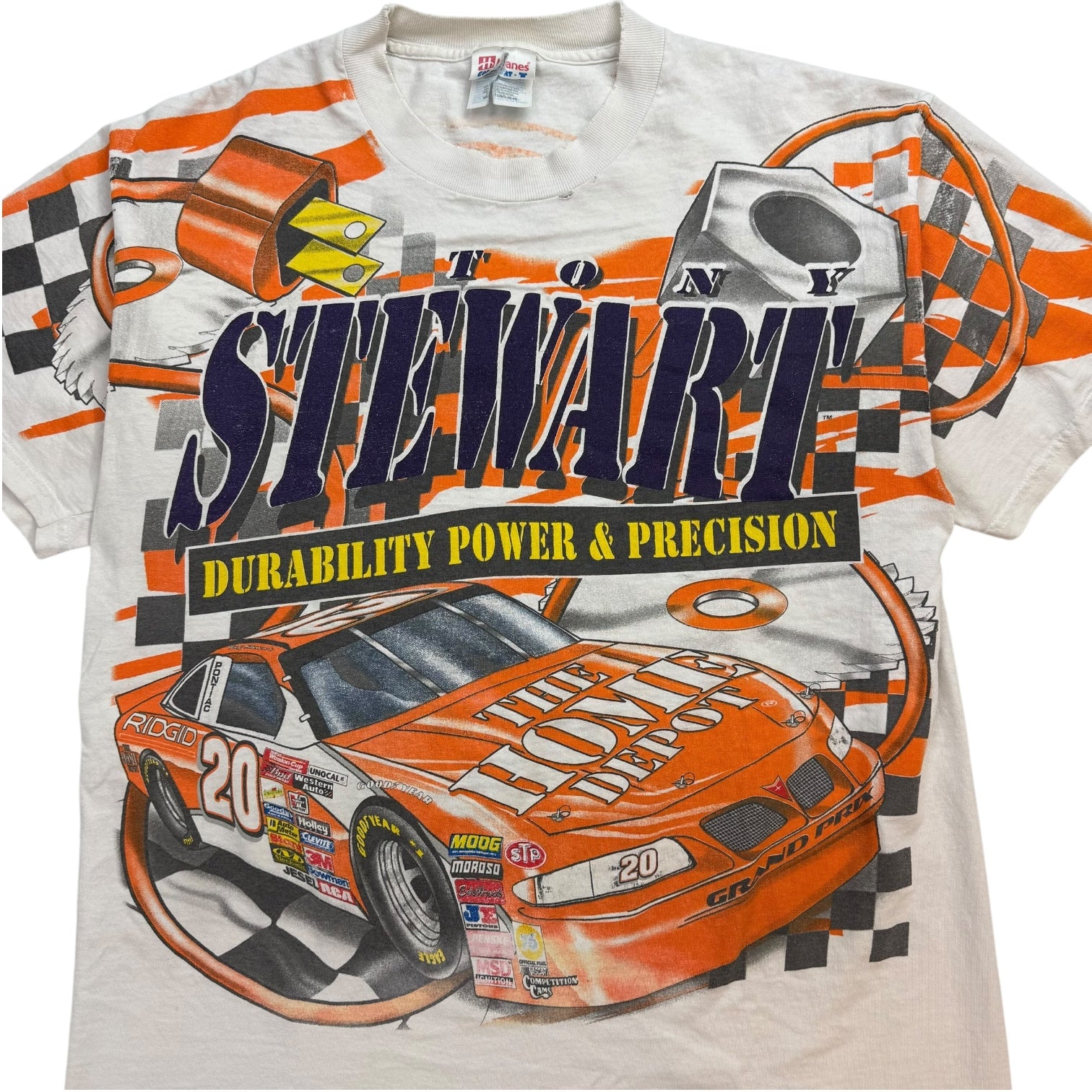 Vintage NASCAR Tony Stewart Home Depot AOP Tee White